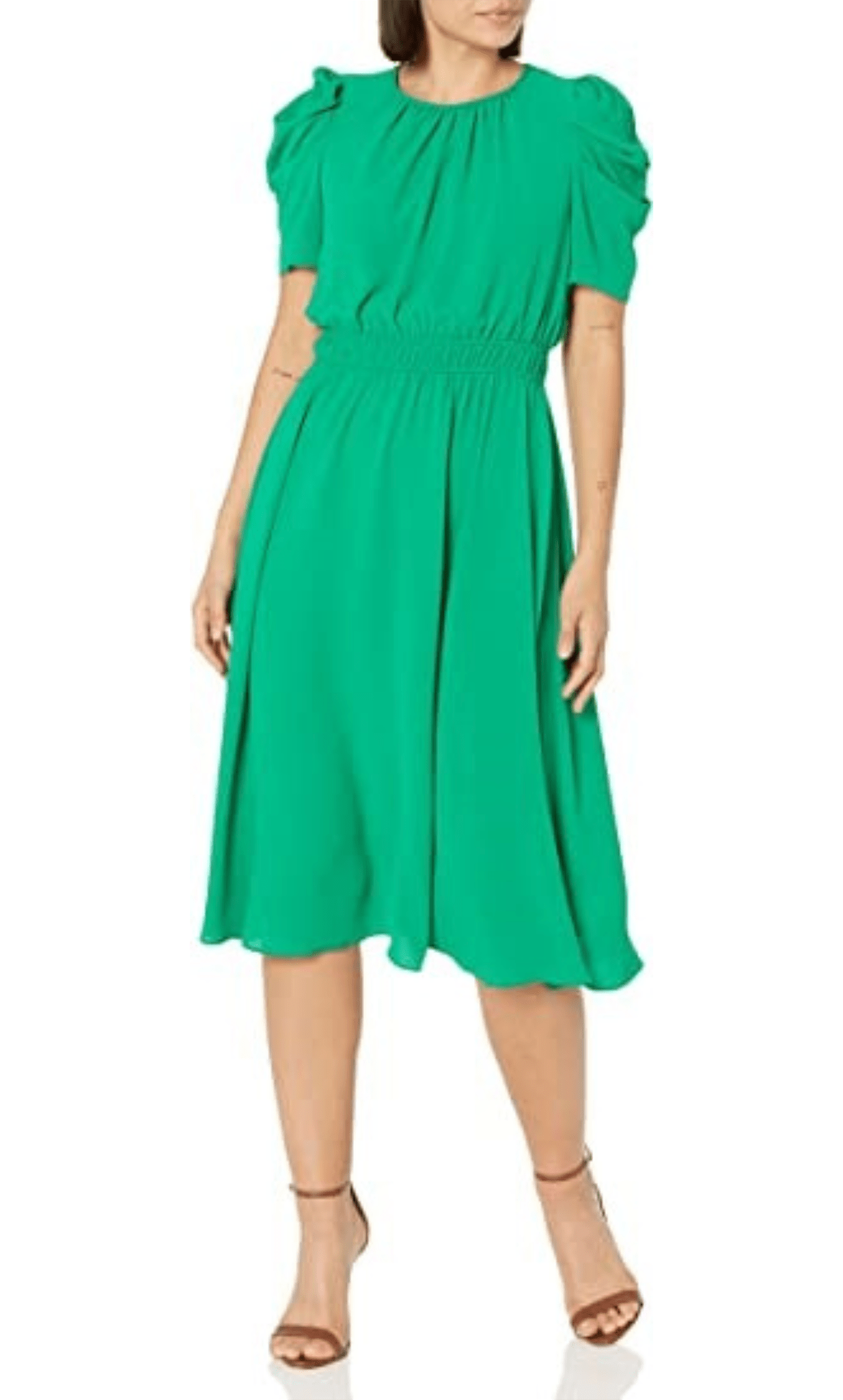 London Times T6180M - Puffy Sleeve Midi Flowy Dress Couture Candy London Times T6180M - Puffy Sleeve Midi Flowy Dress Couture Candy