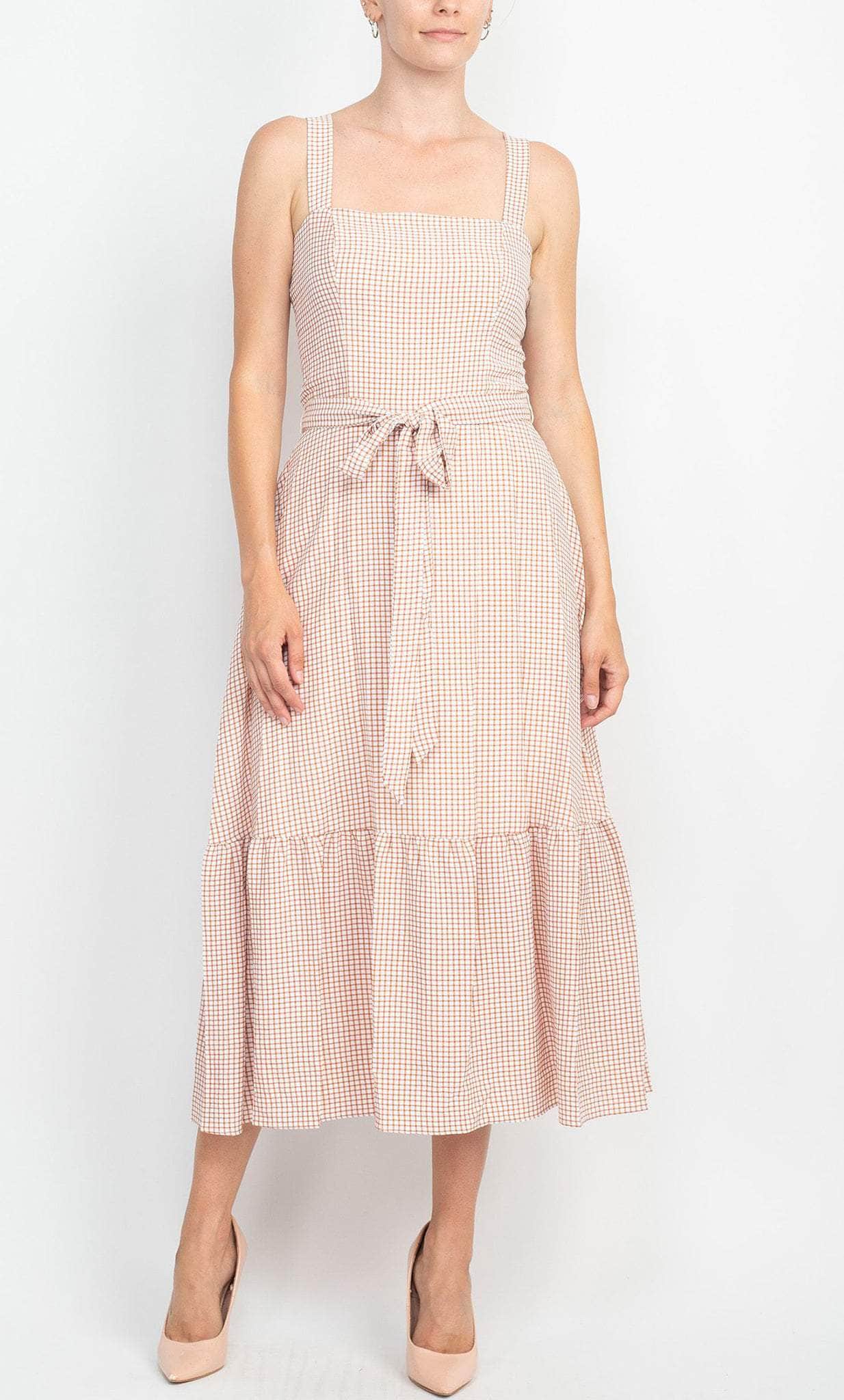 London Times T6220M - Square Neck Midi Crepe Dress Couture Candy London Times T6220M - Square Neck Midi Crepe Dress Couture Candy