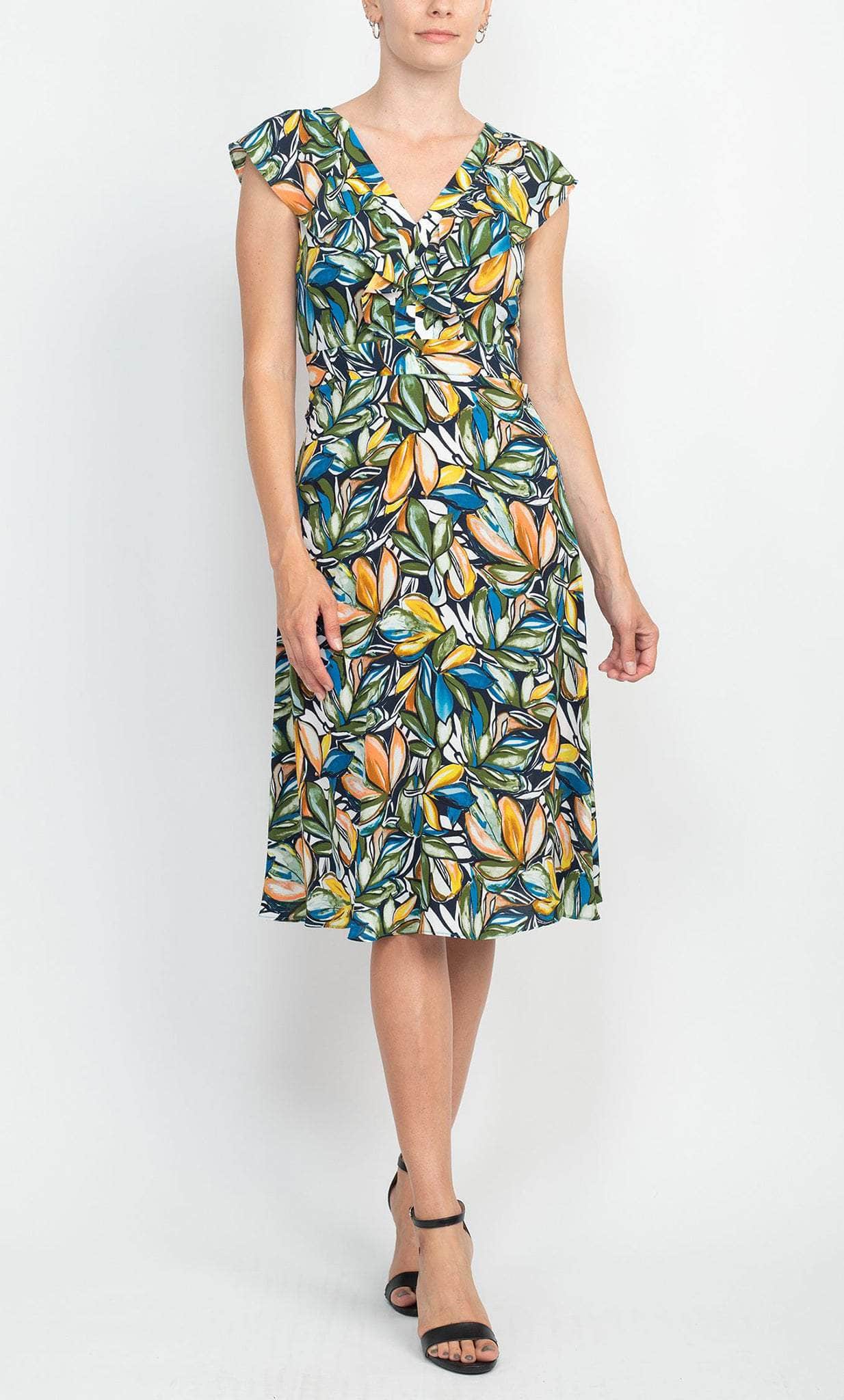 London Times T6233M - Ruffle Sleeve Printed Long Dress Couture Candy London Times T6233M - Ruffle Sleeve Printed Long Dress Couture Candy