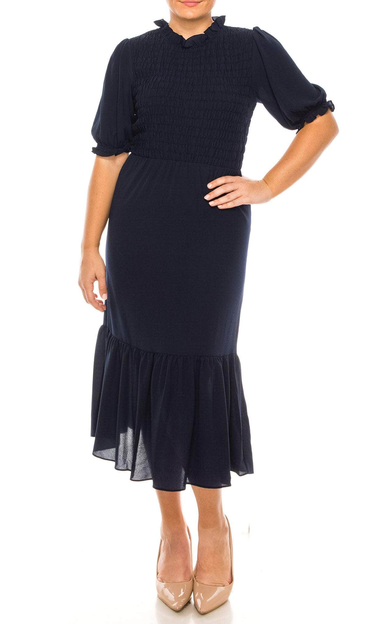 navy mermaid midi dress Navy Evening Formal Dress Mermaid Strapless Satin Midi Dress with Scarf-chiclody