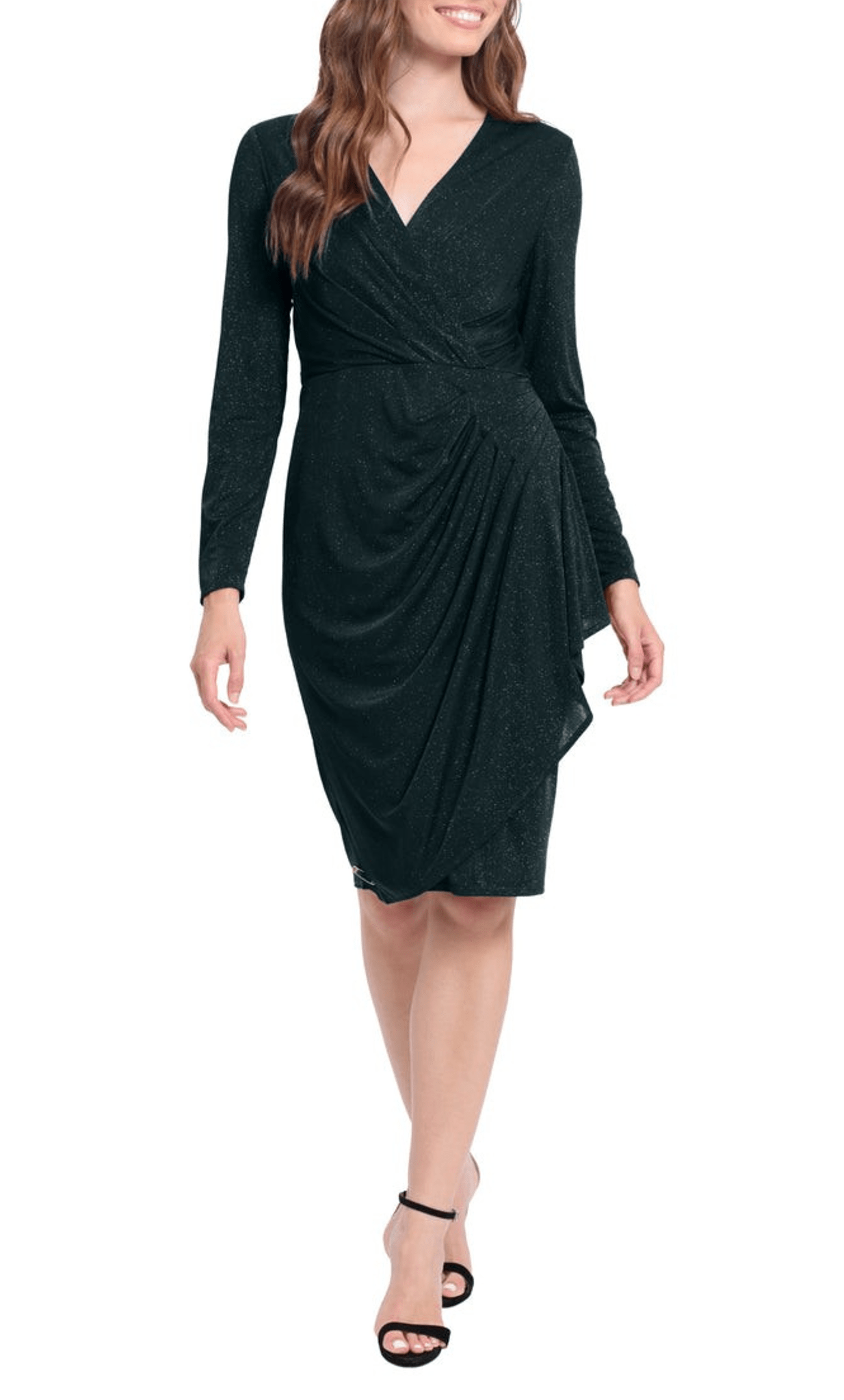 London Times T6498M - Faux Wrap Party Ruched Dress Couture Candy London Times T6498M - Faux Wrap Party Ruched Dress Couture Candy