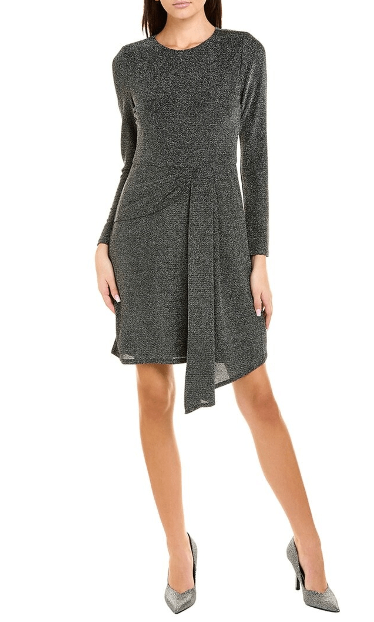 London Times Petite Glitter Knit Sheath Dress - Black/Silver - Size 10p London Times Petite Glitter Knit Sheath Dress - Black/Silver - Size 10p