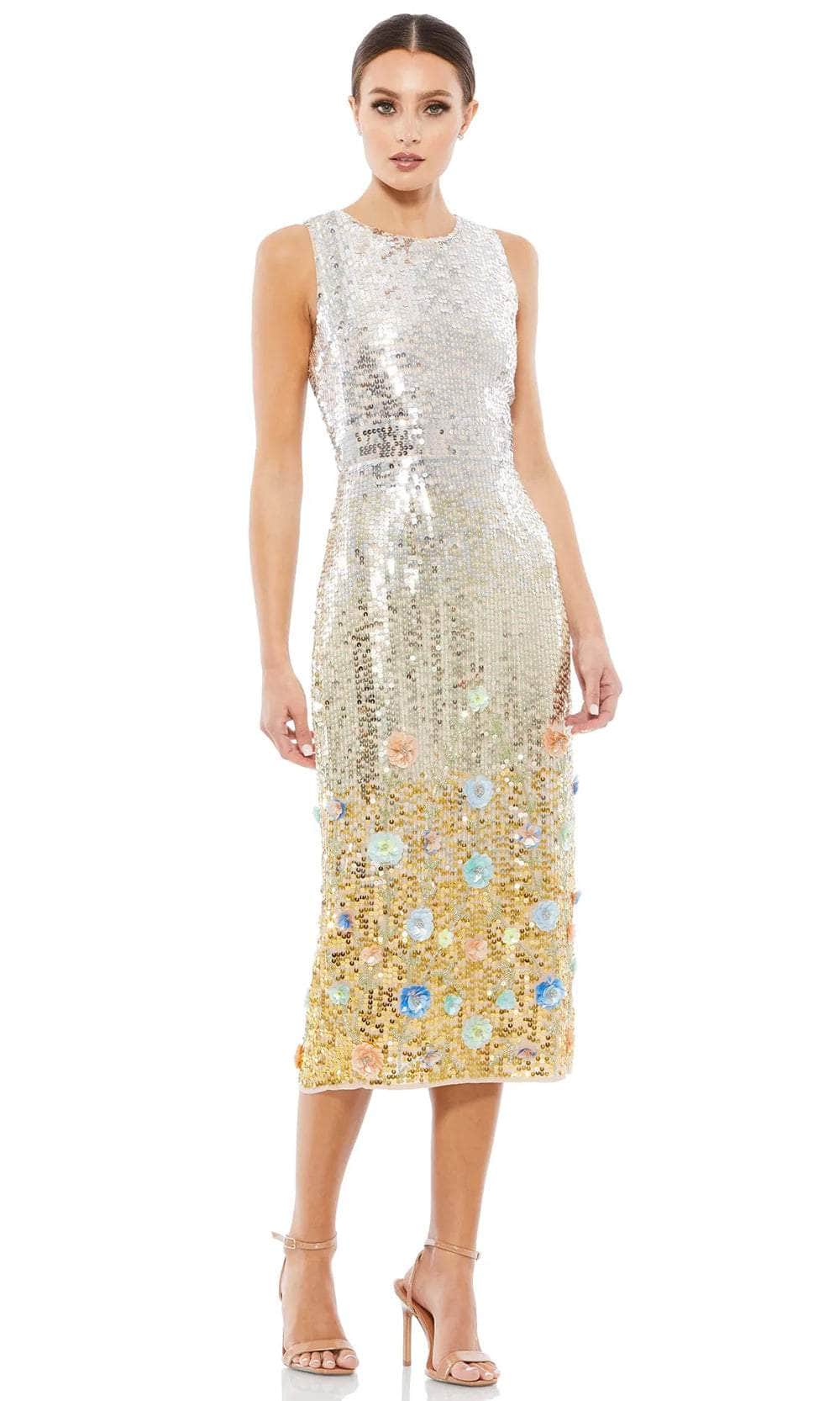 Mac Duggal 10691 - Sequin Ombre Floral Midi Dress Mac Duggal 10691 - Sequin Ombre Floral Midi Dress
