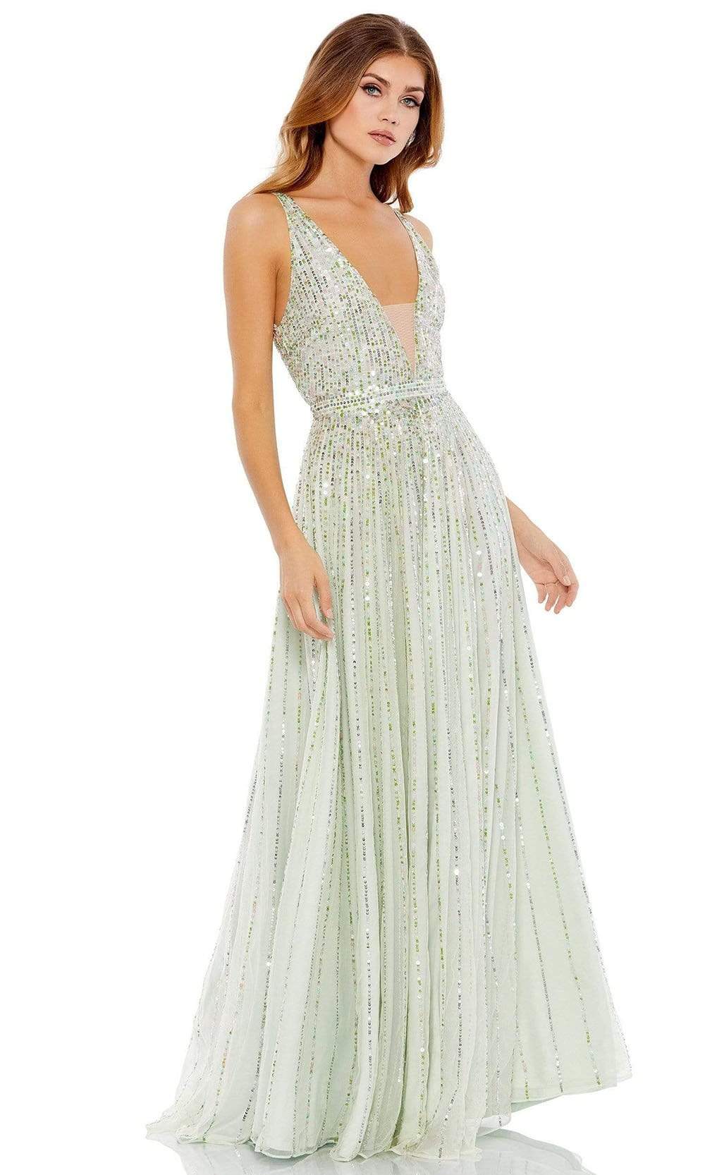 Mac Duggal - 10700 Sequined Deep V-Neck Junior Prom A-Line Gown Mac Duggal - 10700 Sequined Deep V-Neck Junior Prom A-Line Gown