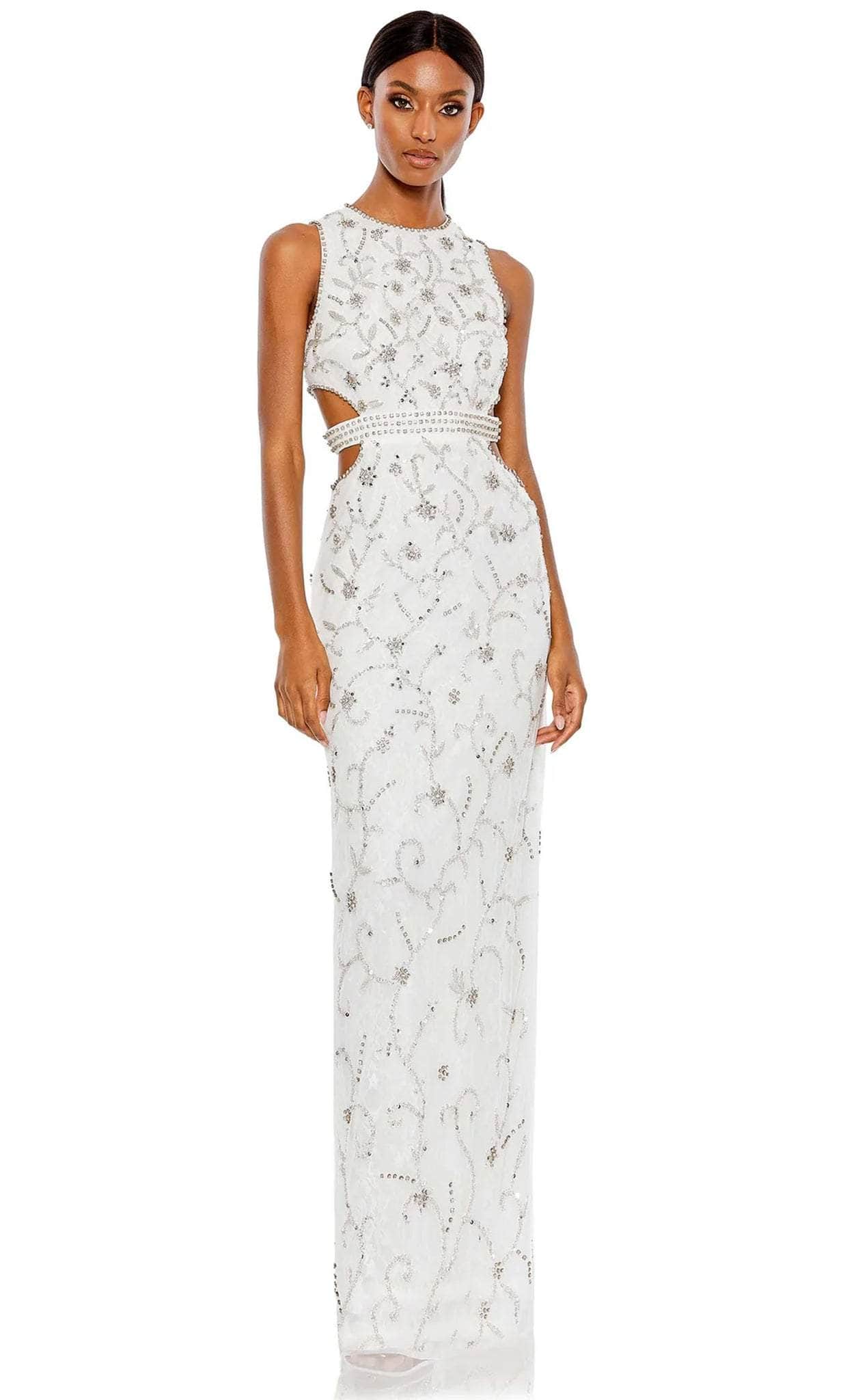 mac duggal white sequin dress Mac Duggal Floral Sequin Column Gown In White at Nordstrom, Size 16