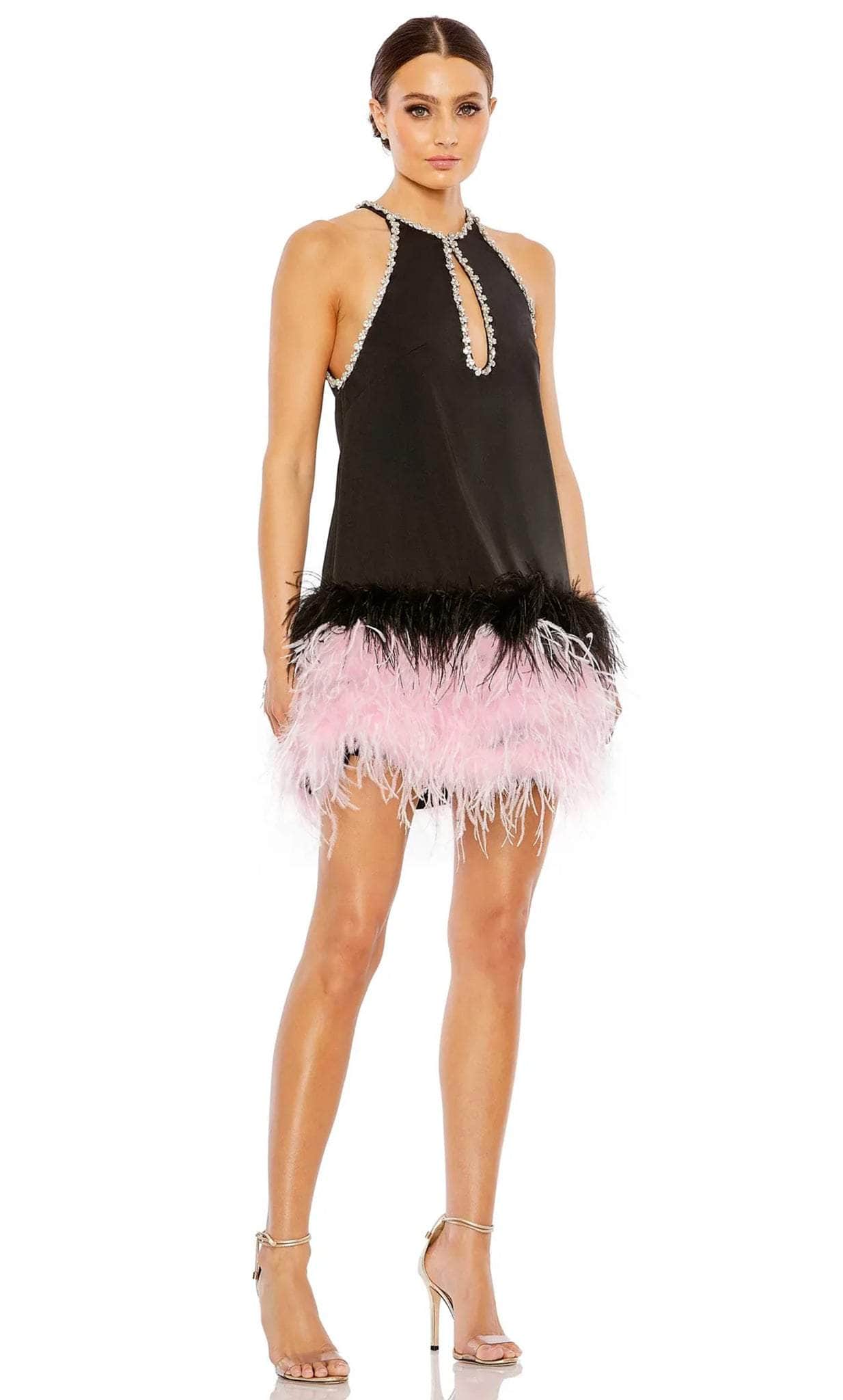 mac duggal short feather dress Mac Duggal - Trapeze Feather Trim Mini Dress