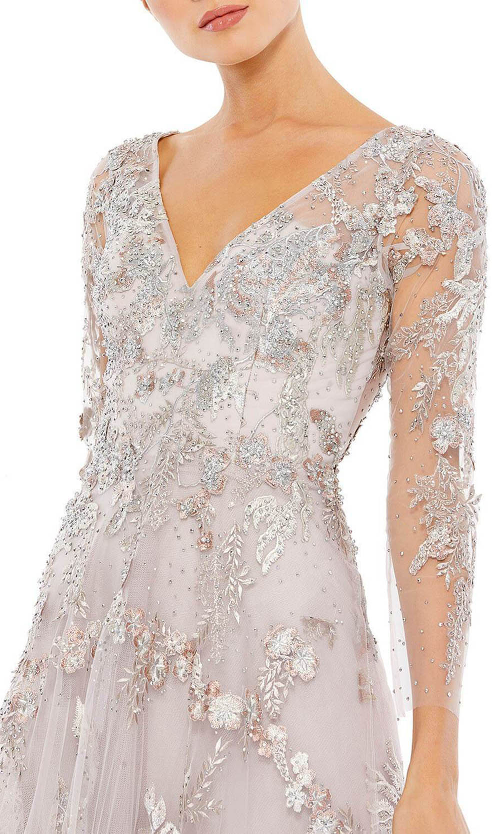 sequin floral tulle cocktail dress mac duggal Mac Duggal 5527