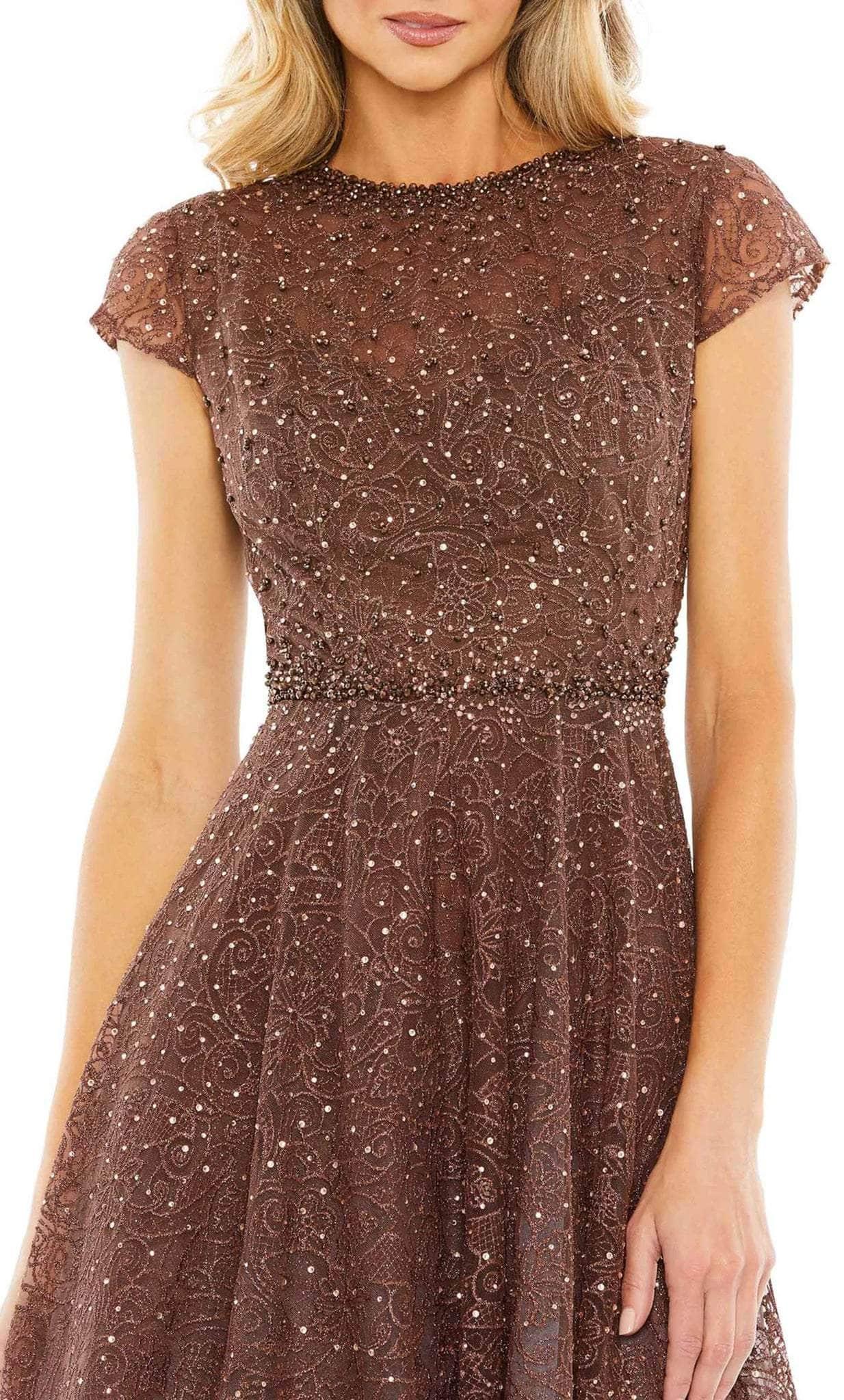 Mac Duggal - Pink Embellished Cap Sleeve A Line Dress - US 8 Mac Duggal - Pink Embellished Cap Sleeve A Line Dress - US 8