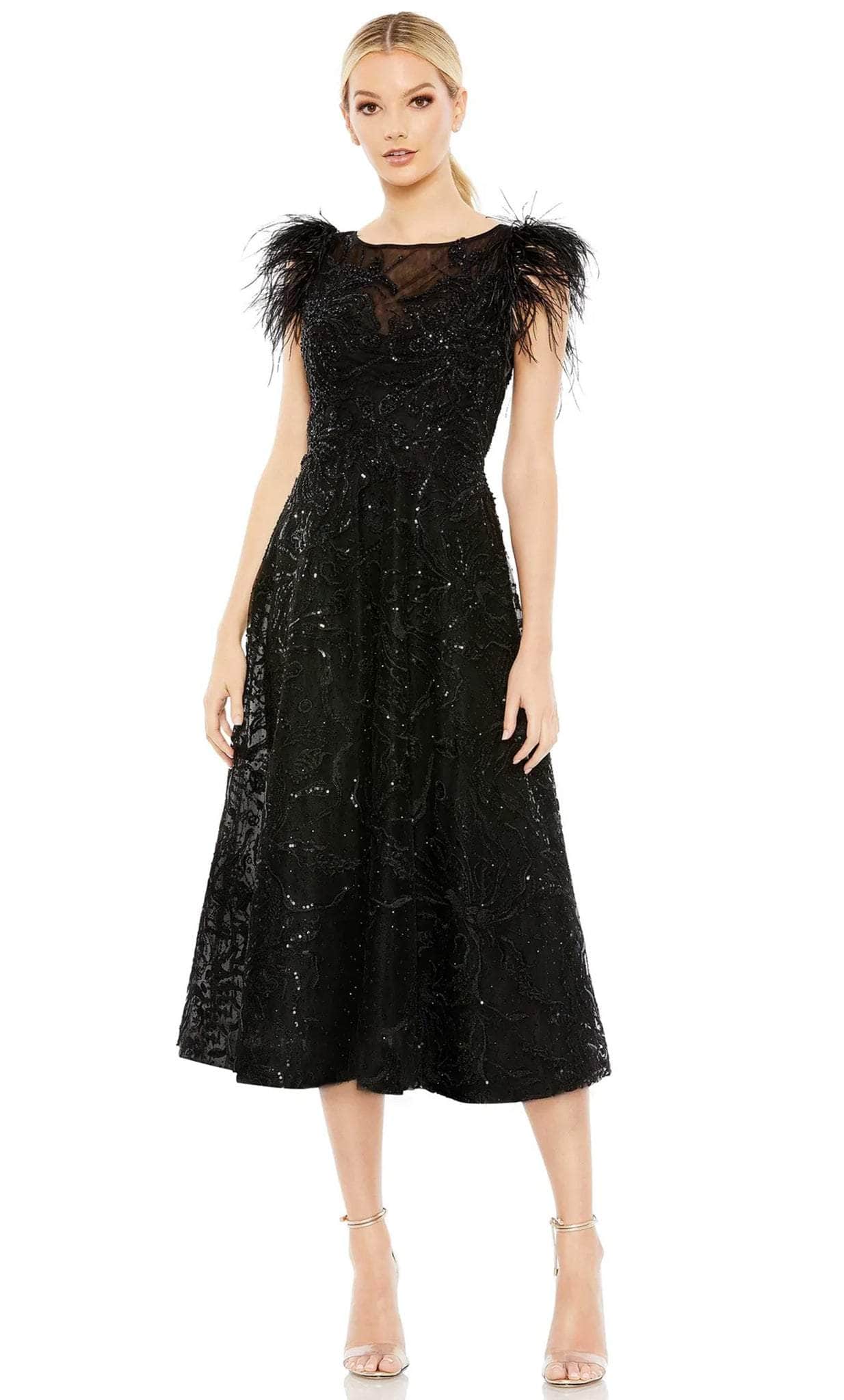 Feather Shoulder Embellished Dress - Mac Duggal Black / US 4 Feather Shoulder Embellished Dress - Mac Duggal Black / US 4