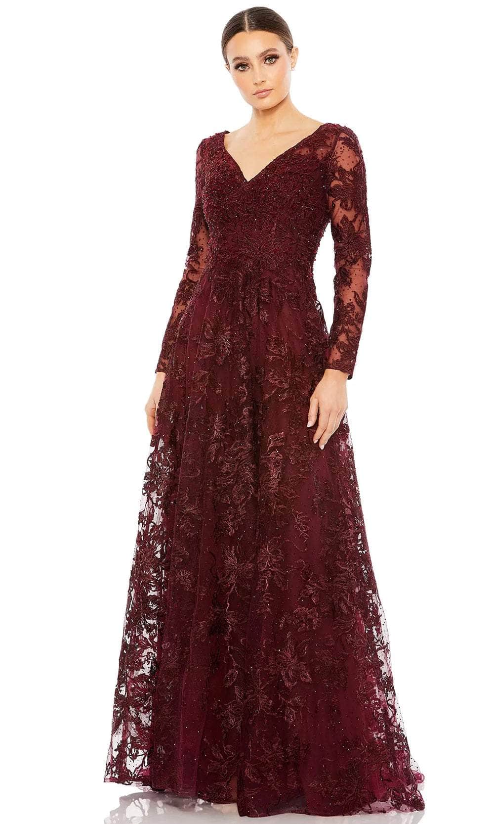 Mac Duggal 20409 Long Sleeve Beaded Embroidery Dress Mac Duggal 20409 Long Sleeve Beaded Embroidery Dress