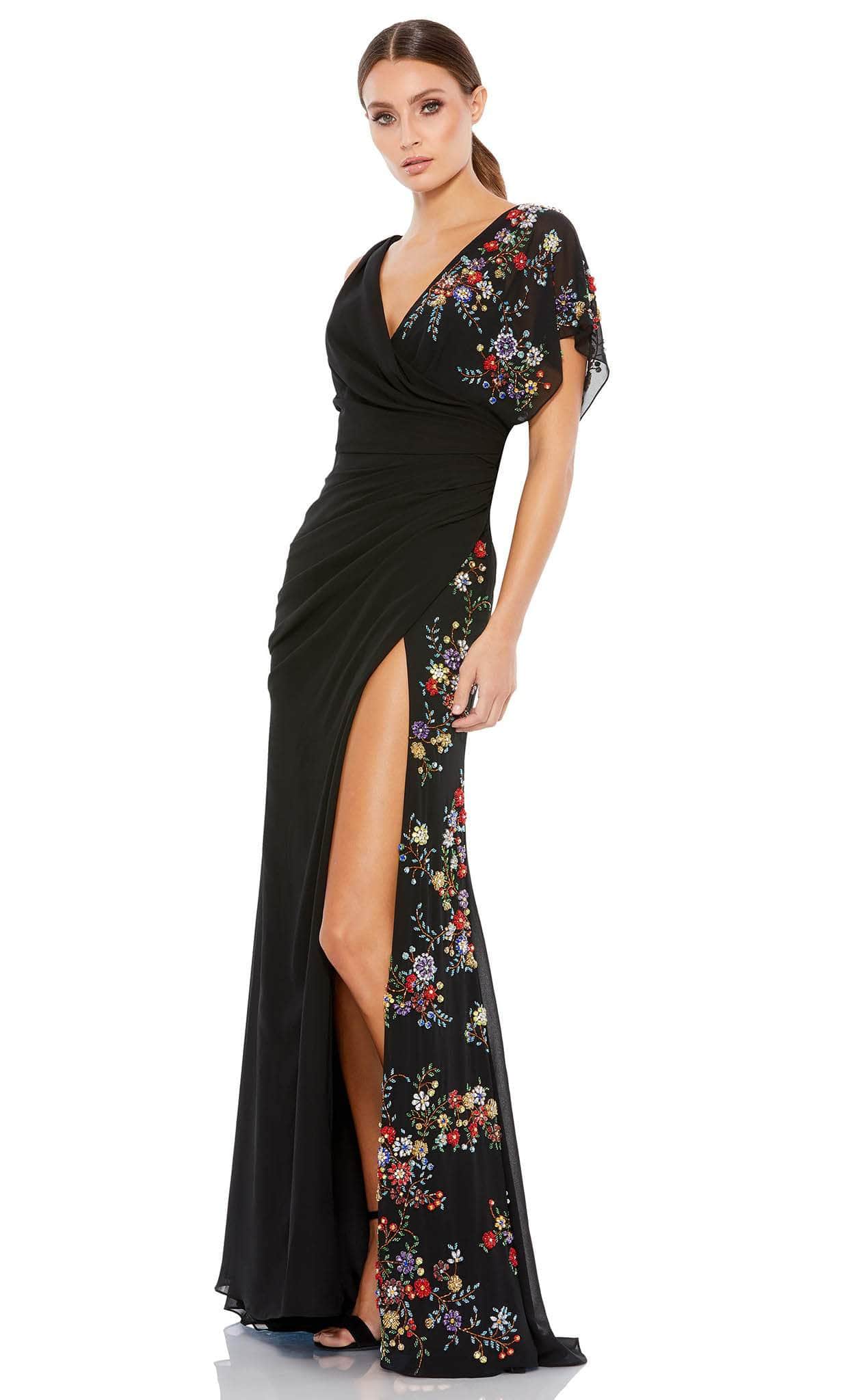 Mac Duggal 26530 - Faux Wrap Floral Beaded Floral Gown Couture Candy Mac Duggal 26530 - Faux Wrap Floral Beaded Floral Gown Couture Candy