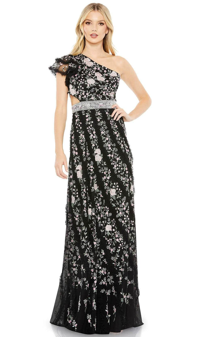 Mac Duggal 35108 - Floral Strappy Evening Dress Evening Dresses 0 / Black Multi
