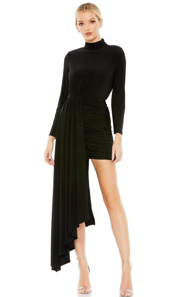Mac Duggal 42011 - Side Overskirt Cocktail Dress Cocktail Dresses 0 / Black