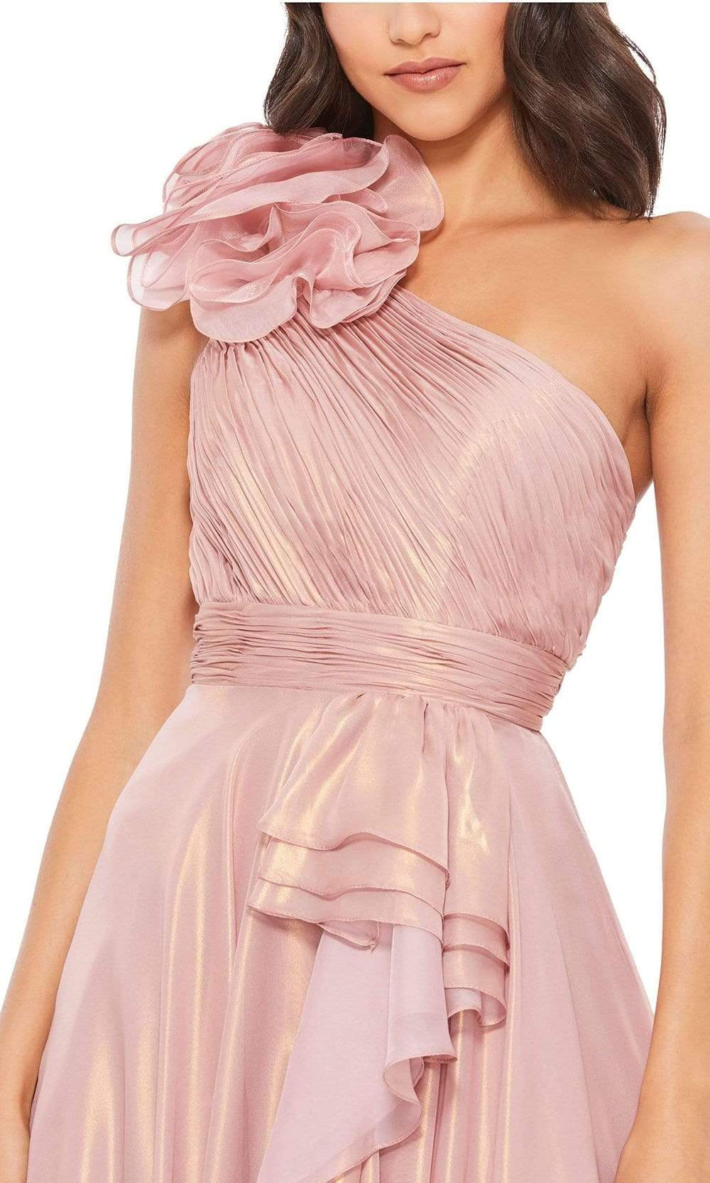 mac duggal pink one shoulder dress Mac Duggal Women's Seamed Crepe One-Shoulder Gown - Rose