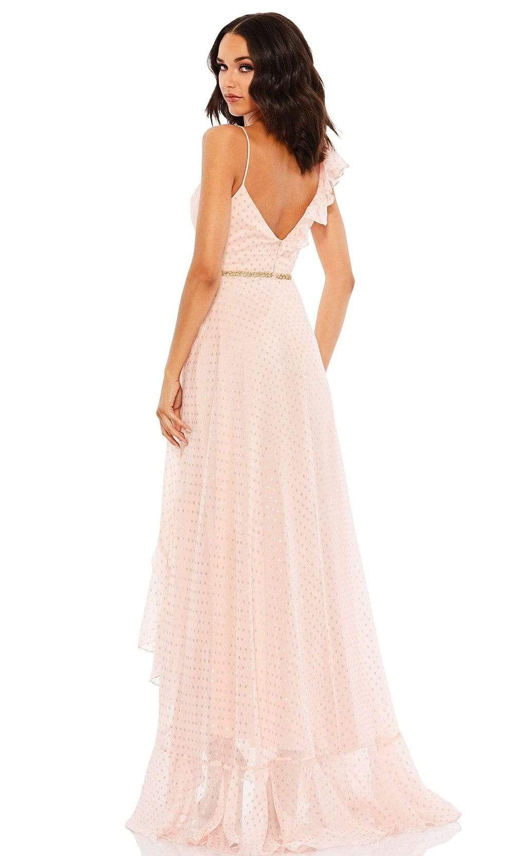 Mac Duggal - 49330 Ruffle Trimmed Polkadot High Low Dress Couture Candy Mac Duggal - 49330 Ruffle Trimmed Polkadot High Low Dress Couture Candy