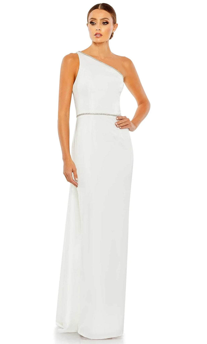 Mac Duggal 49564 - One Shoulder Rhinestone Trim Evening Dress Prom Dresses 0 / White