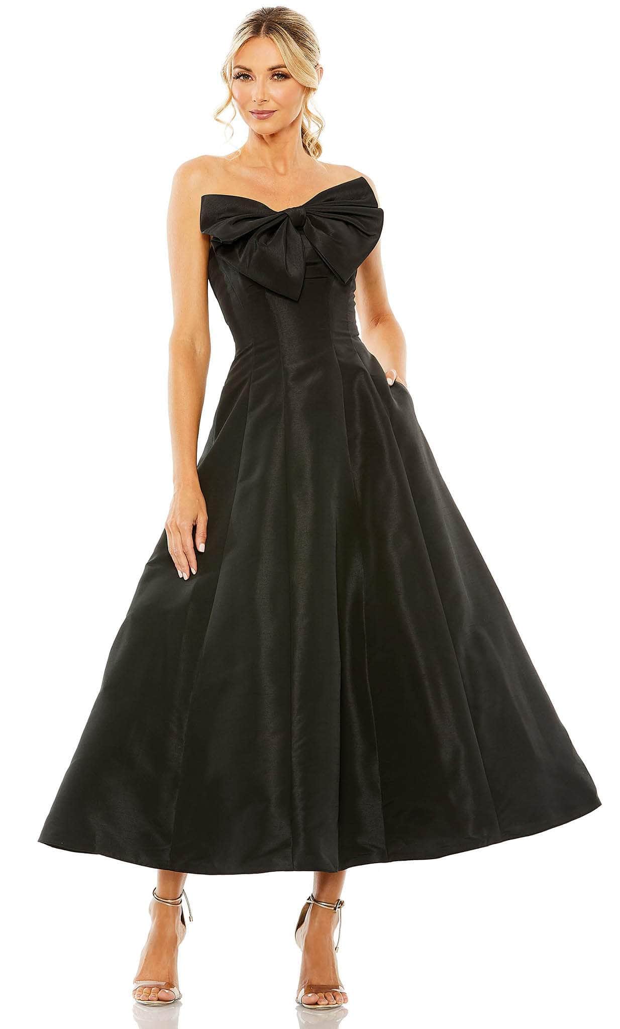 Mac Duggal Women's Bow Detailed Strapless Ballgown - Black - Size 14 Mac Duggal Women's Bow Detailed Strapless Ballgown - Black - Size 14