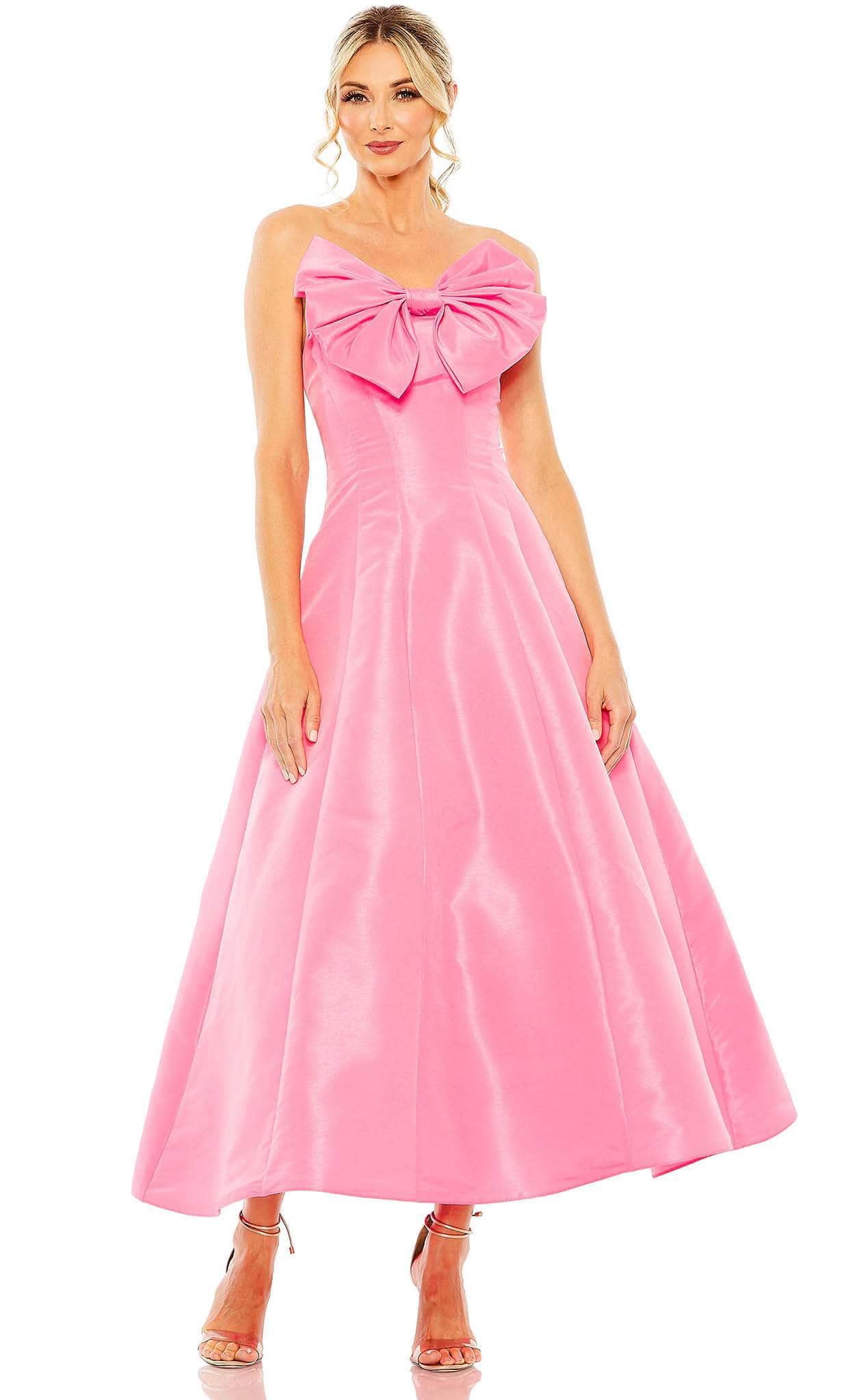 mac duggal pink strapless dress Mac Duggal Women's Strapless A Line Midi Dress With Flower Print - Pink - Size 6