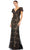 Mac Duggal 50644 - Embroidered Puff Sleeve Evening Dress Special Occasion Dress 2 / Black / Nude