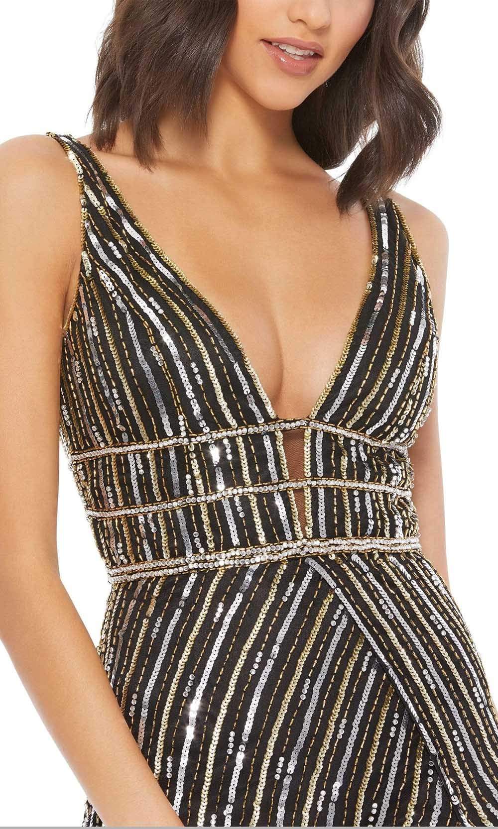 Mac Duggal - 5232 Sequin-Stripe High Slit Dress Mac Duggal - 5232 Sequin-Stripe High Slit Dress