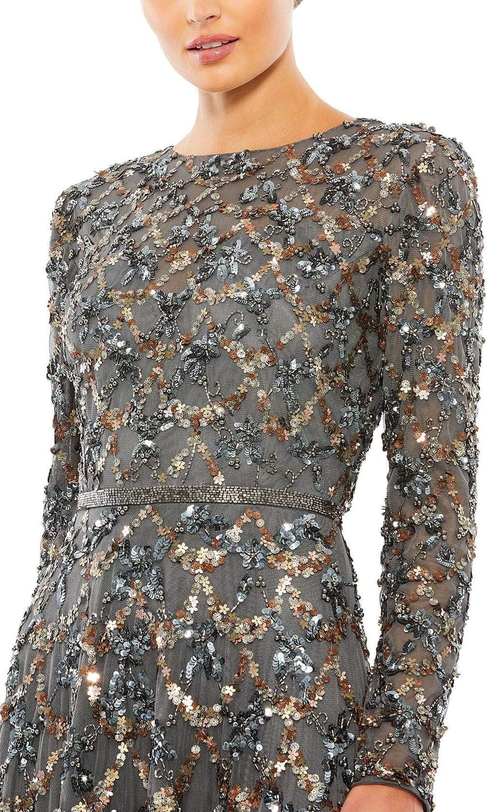 mac duggal sequin dress long sleeve Mac Duggal #26739 Sequin Criss Cross Long Sleeve Gown | 10% Off Your First Order | Shaide
