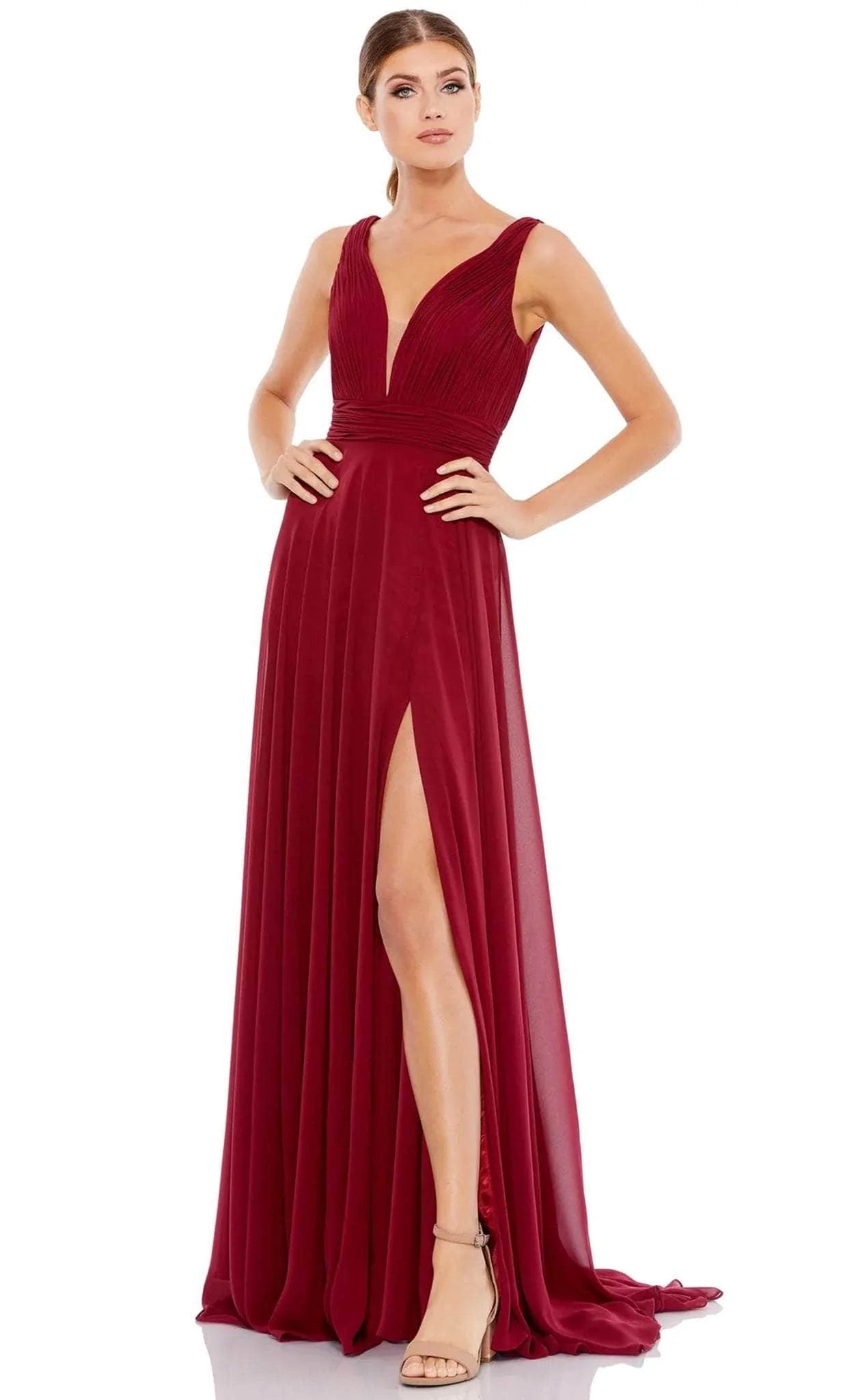 Mac Duggal 55249 - Ruched Waist Chiffon Dress Couture Candy Mac Duggal 55249 - Ruched Waist Chiffon Dress Couture Candy