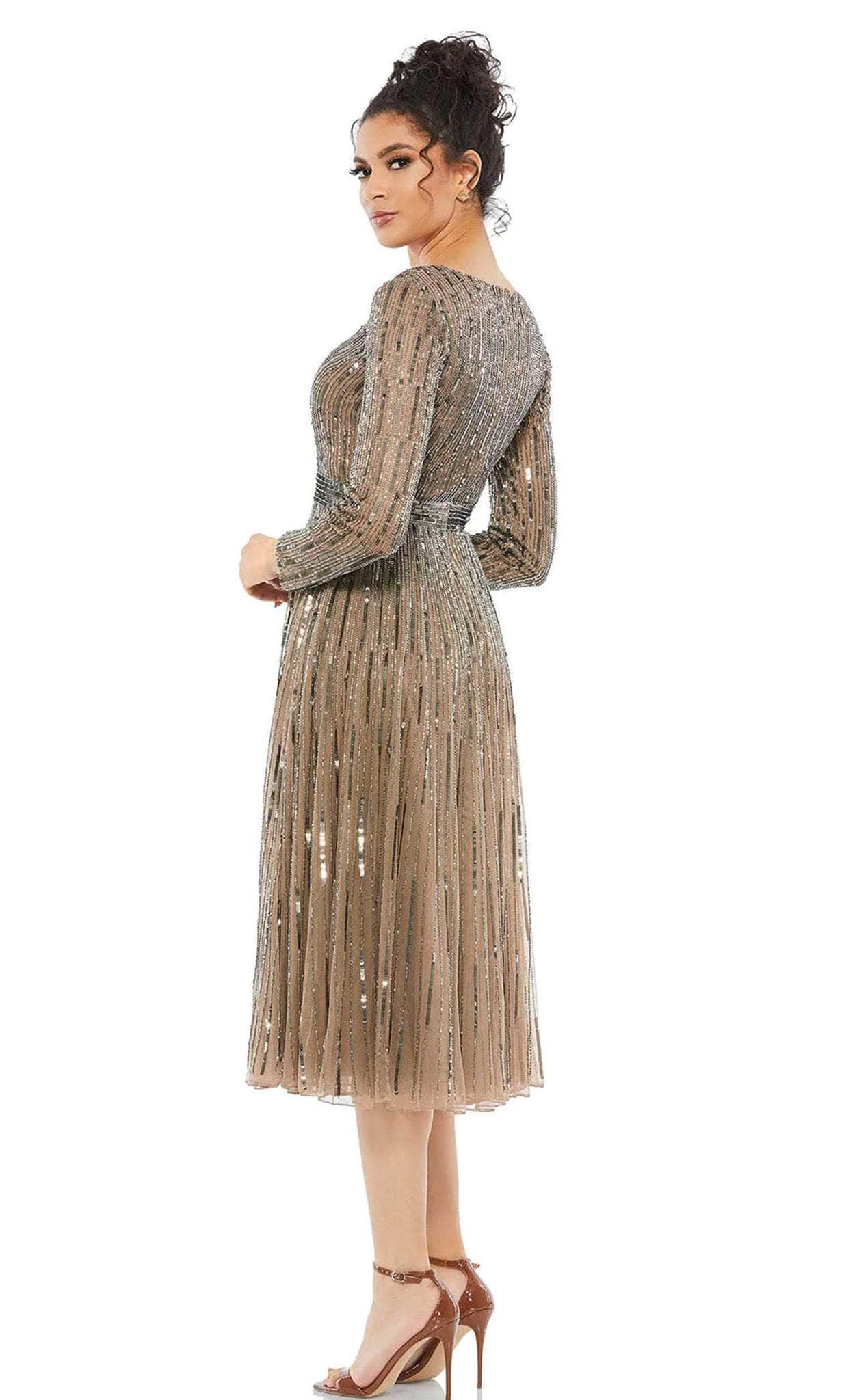 mcdougal cocktail dresses Pink Embroidered Flutter Sleeve A Line Dress