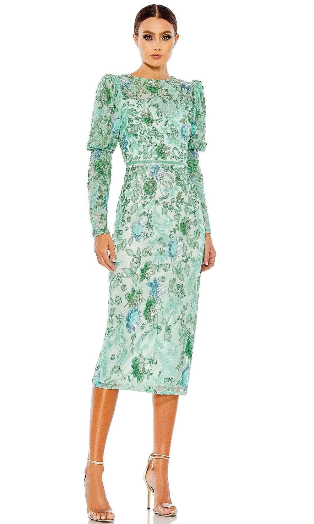 mac duggal women's long sleeve tea length dress Long Sleeve Tea Length Dress