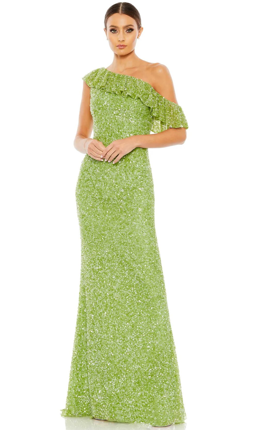 Mac Duggal 5611 - Ruffled Asymmetrical Neck Prom Gown Couture Candy Mac Duggal 5611 - Ruffled Asymmetrical Neck Prom Gown Couture Candy
