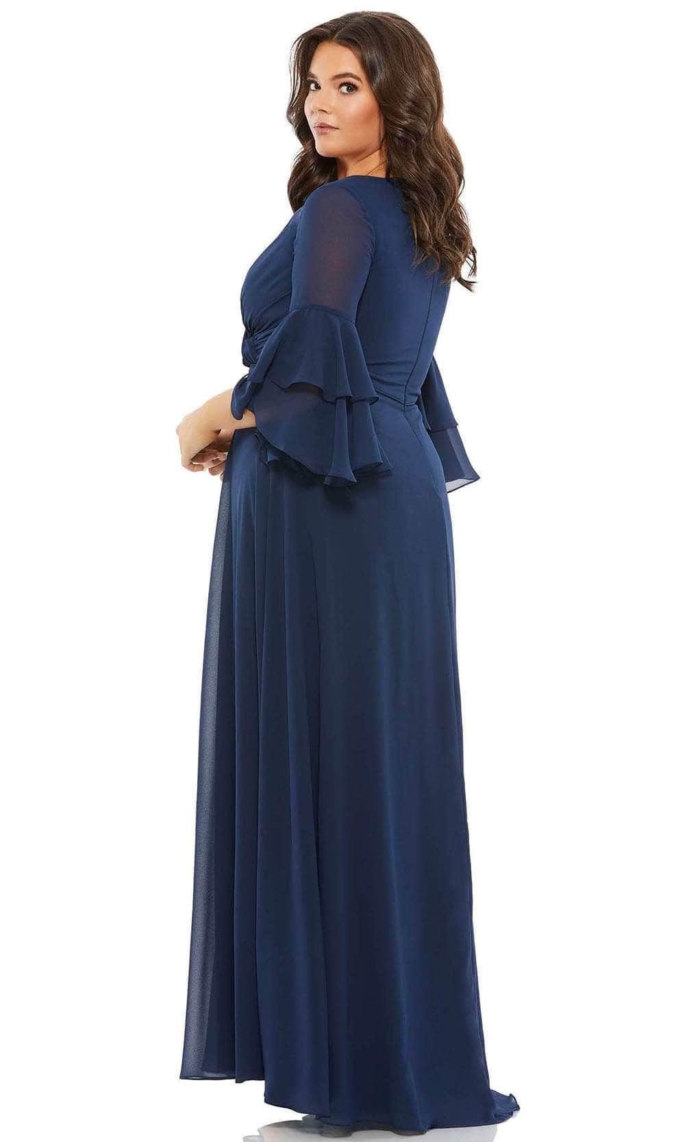 mac duggal blue chiffon dress Blue High Neck Tiered Chiffon Halter Gown