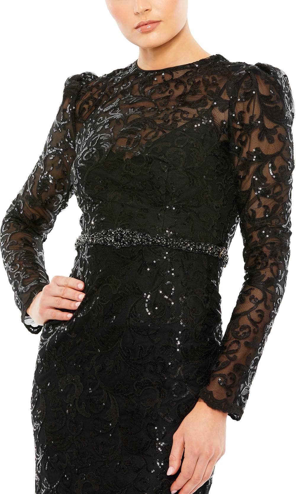 mac duggal black sequin dress Black Sequin Tie Back Gown by Ieena for Mac Duggal