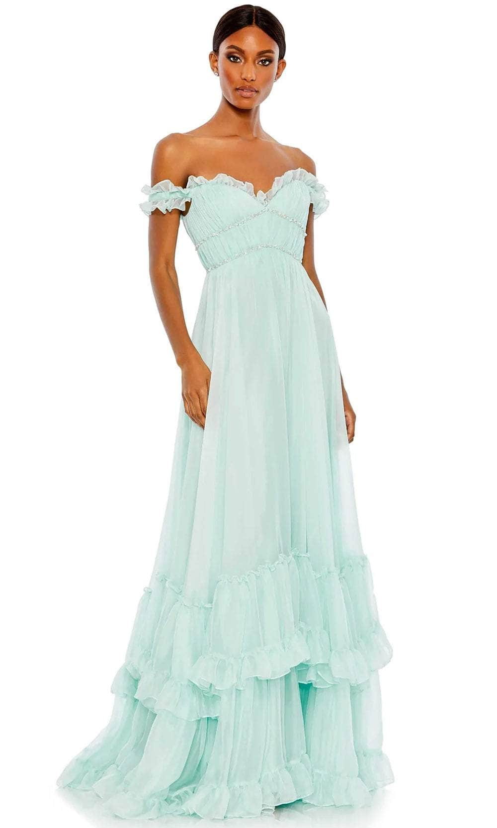 Mac Duggal 68086 - Off Shoulder Ruffled A-Line Prom Dress Couture Candy Mac Duggal 68086 - Off Shoulder Ruffled A-Line Prom Dress Couture Candy