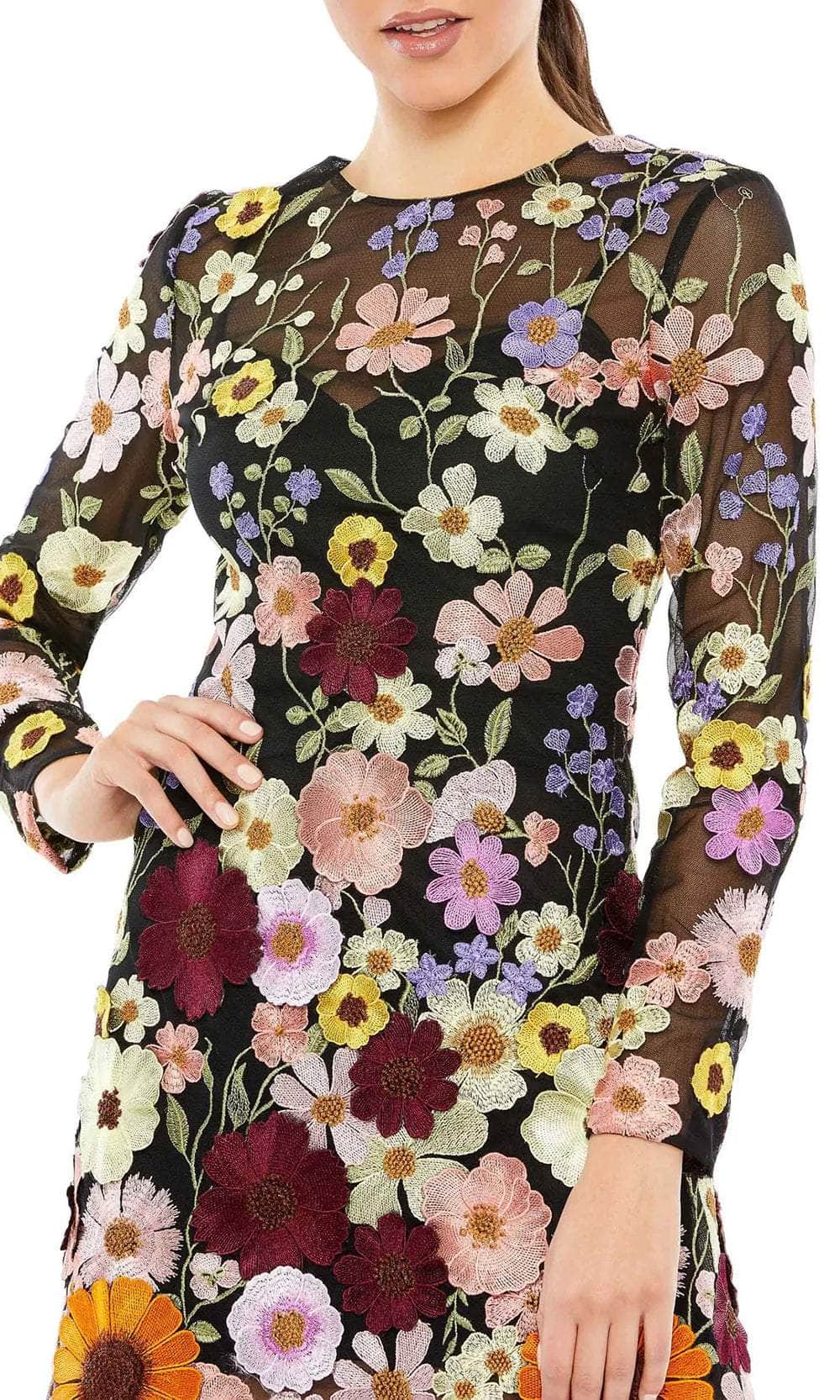 Mac Duggal 68202 - Sheer Floral Embroidered Short Dress Couture Candy Mac Duggal 68202 - Sheer Floral Embroidered Short Dress Couture Candy