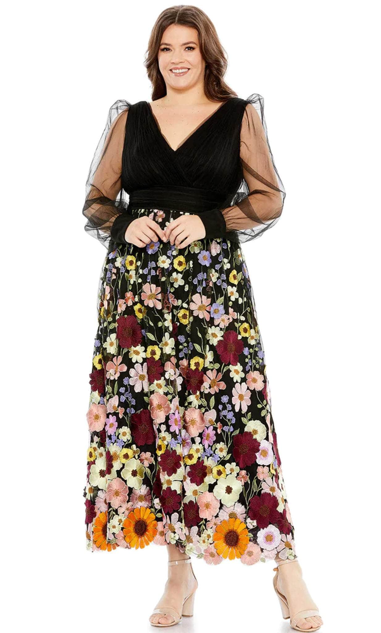 Mac Duggal 68205 - Tea Length Floral Embroidered Dress Couture Candy Mac Duggal 68205 - Tea Length Floral Embroidered Dress Couture Candy