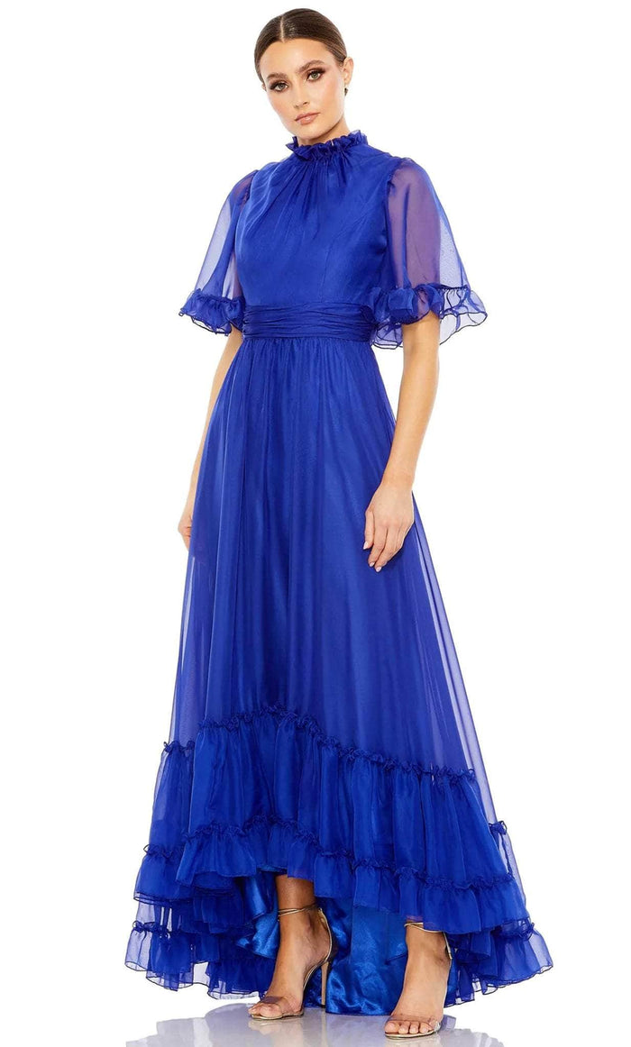 Mac Duggal 68229 - High Neck Short Flatter Sleeve Prom Dress Mother of the Bride Dresses 2 / Sapphire