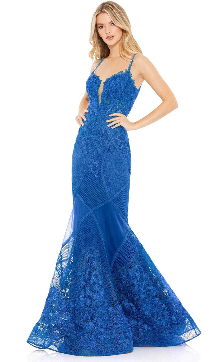 Mac Duggal 79082R - Embroidered Lace Mermaid Gown Prom Dresses 0 / Royal