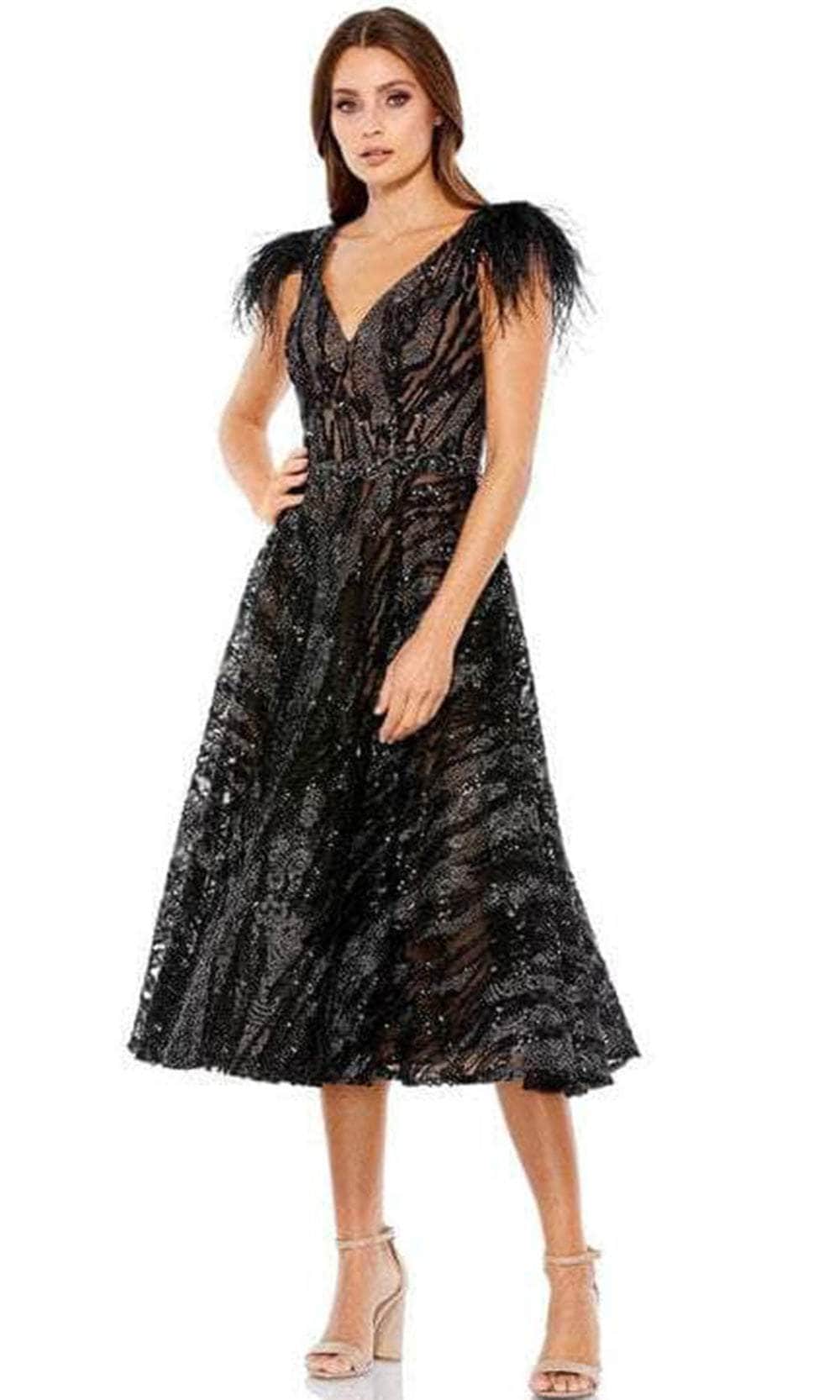 mac duggal short feather dress Mac Duggal - Feather Strapless Mini Dress