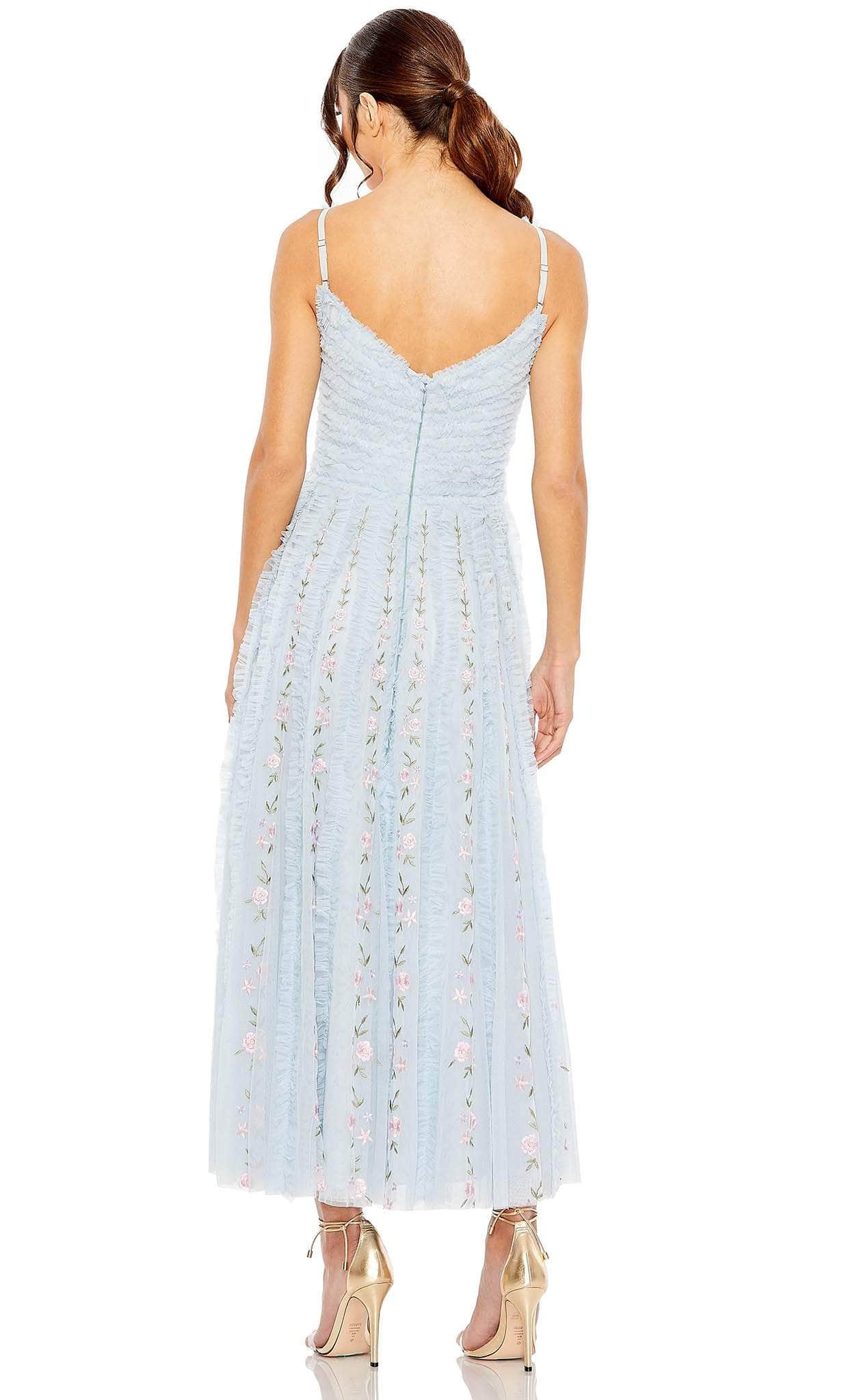Mac Duggal 8027 - V-Neck Ruffle Embroidered Midi Dress Couture Candy Mac Duggal 8027 - V-Neck Ruffle Embroidered Midi Dress Couture Candy
