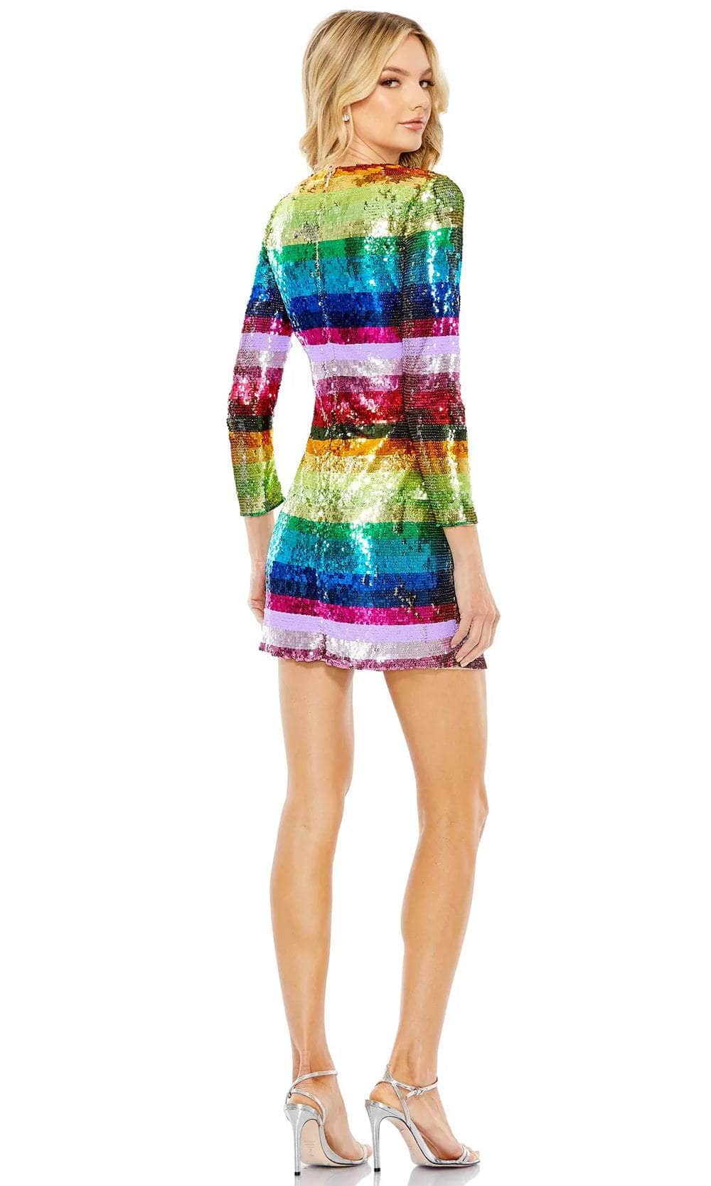 multicolor sequin stripe dress Plus Size - Bodycon Mini Dress - Sequin Stripe Rainbow