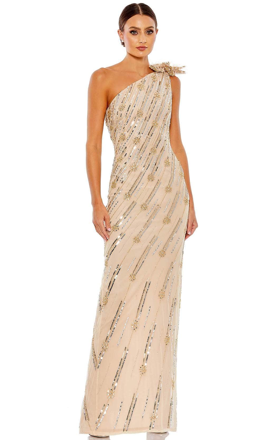 Mac Duggal 93739 - Embellished Asymmetrical Neck Evening Gown Mac Duggal 93739 - Embellished Asymmetrical Neck Evening Gown