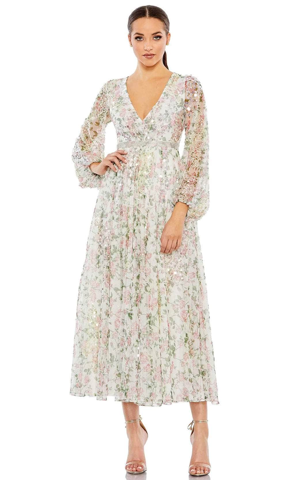 mac duggal white beaded dress White Pearl Embellished Sleeveless Column Dress
