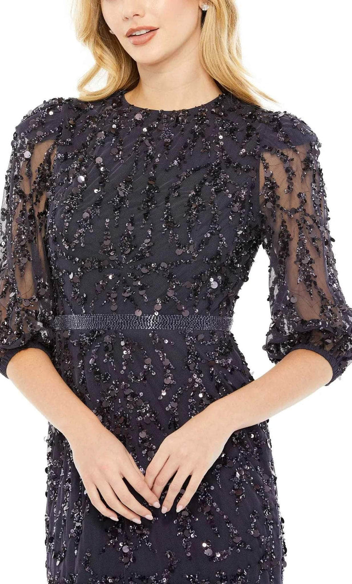 Mac Duggal Style 93790 Sequined Elbow Sleeve Gown Dress