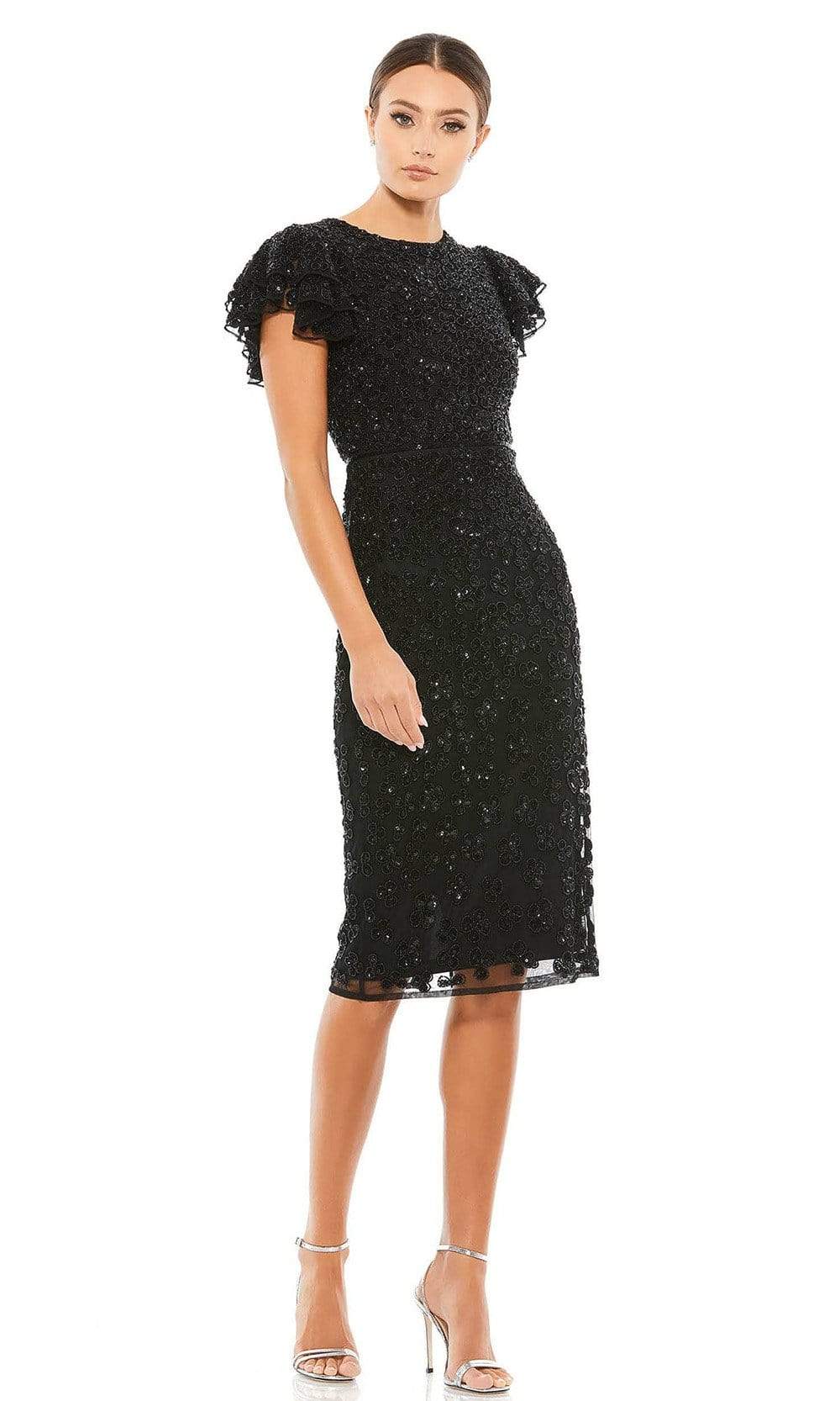 Mac Duggal Cocktail - 10827D Knee Length Flutter Sleeve Sequin Dress Couture Candy Mac Duggal Cocktail - 10827D Knee Length Flutter Sleeve Sequin Dress Couture Candy