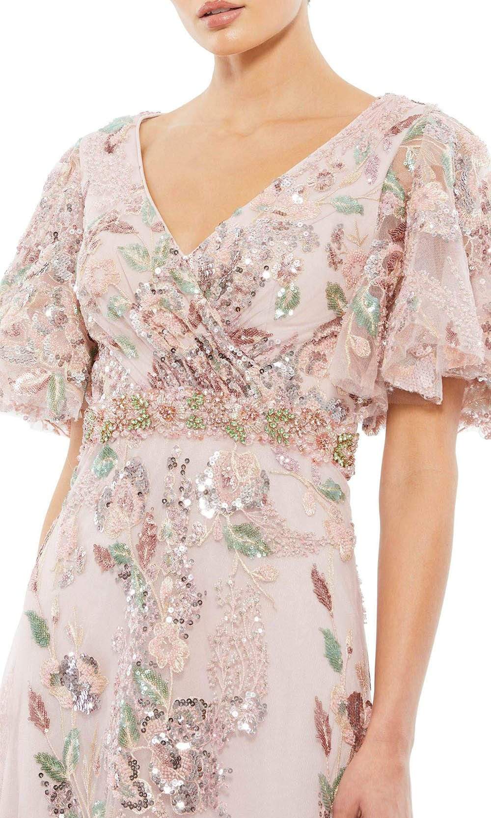 Mac Duggal Floral Embellished Short Sleeve Gown - Rose Pink - 14 Mac Duggal Floral Embellished Short Sleeve Gown - Rose Pink - 14