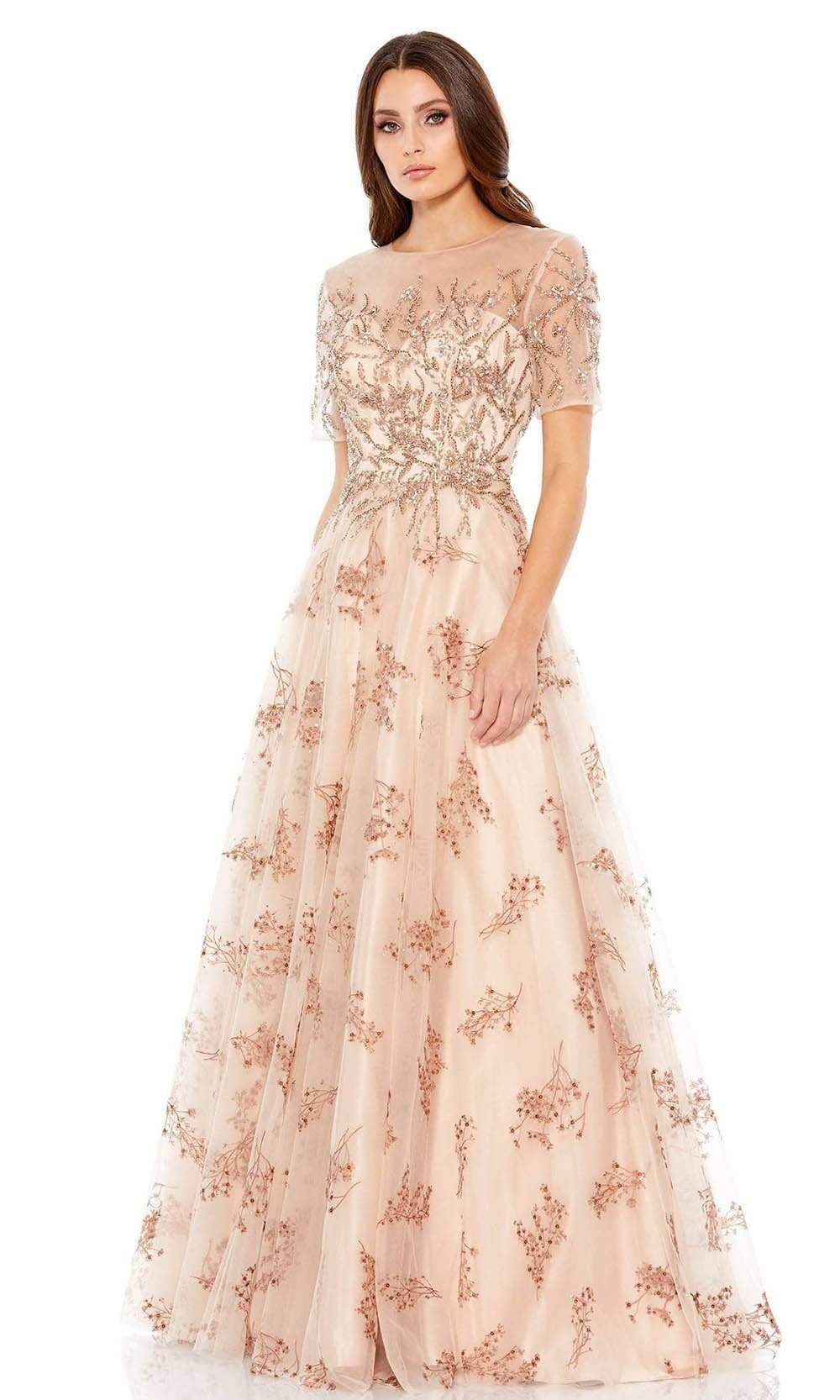 Mac Duggal Embellished Illusion A-Line Gown - Champagne Mac Duggal Embellished Illusion A-Line Gown - Champagne