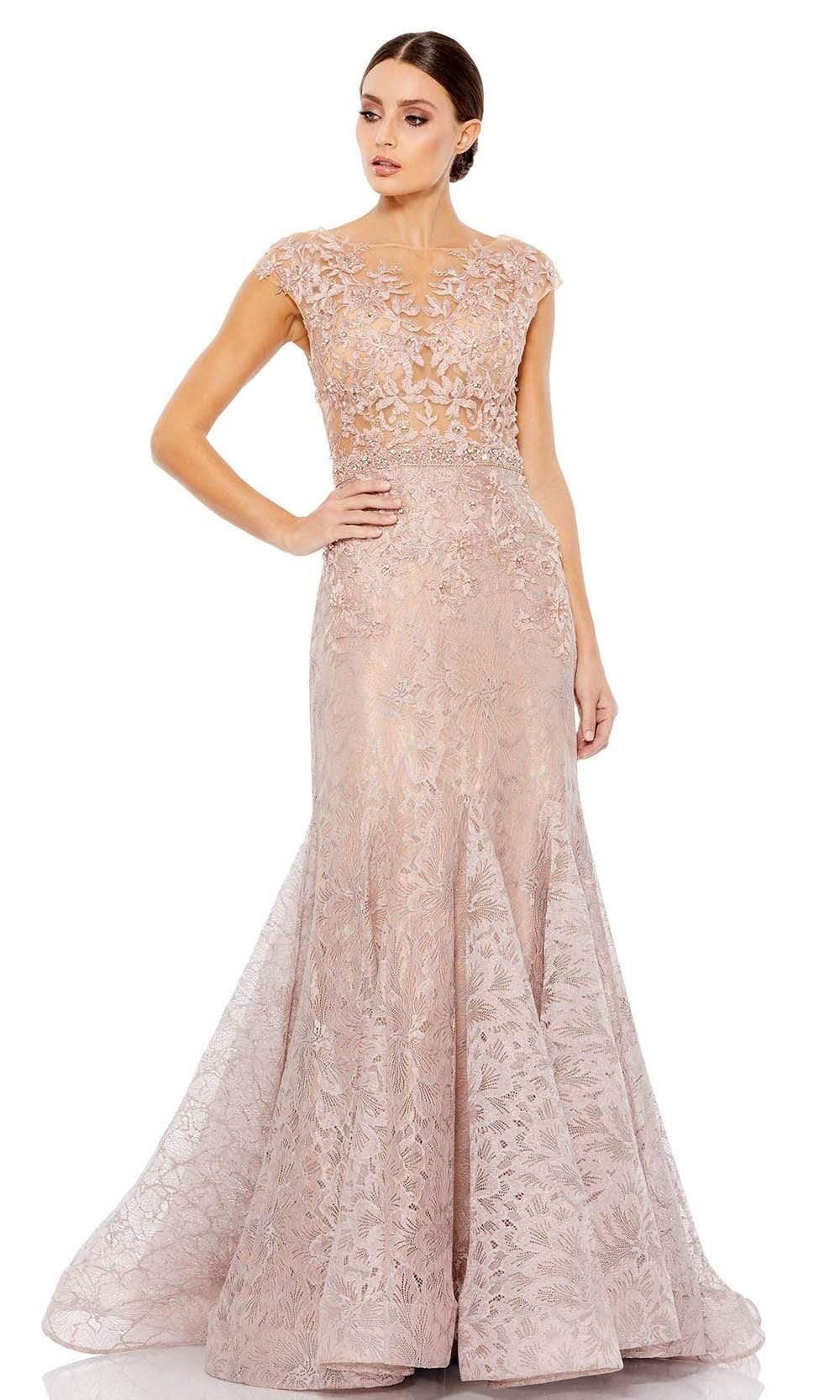 Mac Duggal Women's Beaded Lace Gown - Mocha - Size 6 Mac Duggal Women's Beaded Lace Gown - Mocha - Size 6
