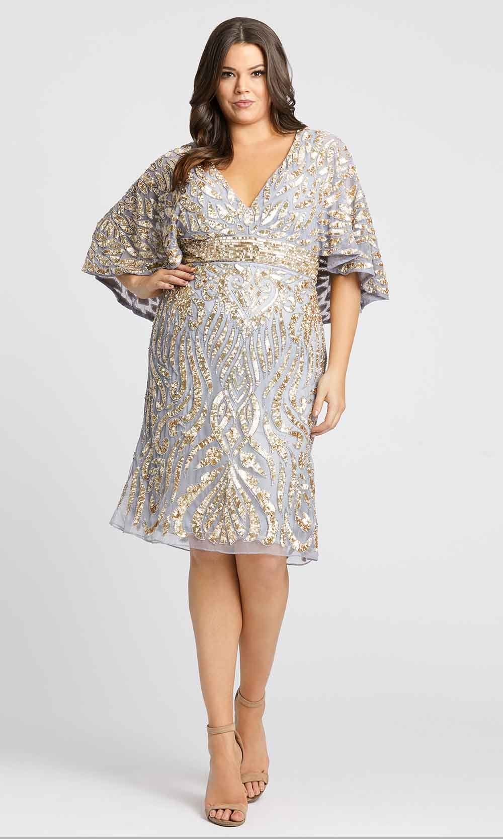Mac Duggal Fabulouss - 5191F Sequined V Neck Sheath Dress Couture Candy Mac Duggal Fabulouss - 5191F Sequined V Neck Sheath Dress Couture Candy