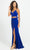 Madison James - 19-123 Crop Top Sheath Skirt with Slit Jersey Dress Pageant Dresses 2 / Royal