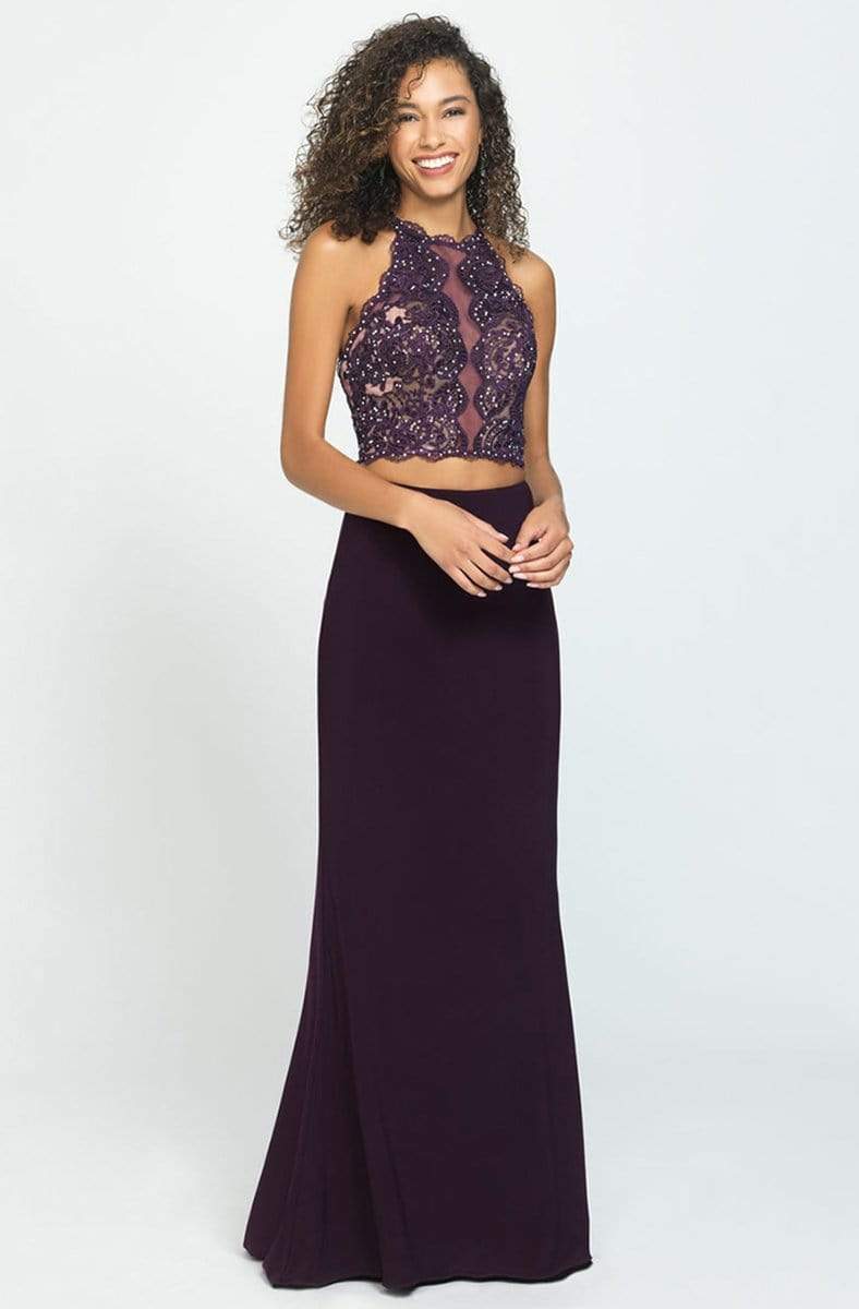 Madison James - 19-189 Beaded Lace Two Piece Jersey Sheath Dress Couture Candy Madison James - 19-189 Beaded Lace Two Piece Jersey Sheath Dress Couture Candy