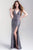 Madison James - 20-367 Sequined Deep V-neck Sheath Dress Prom Dresses 2 / Grey